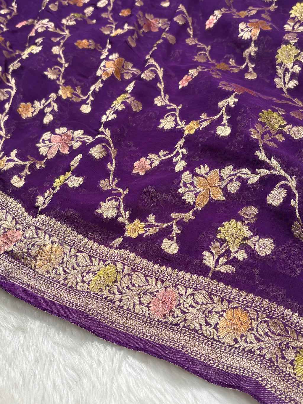 Khaddi Georgette Silk Mina Banarasi Saree