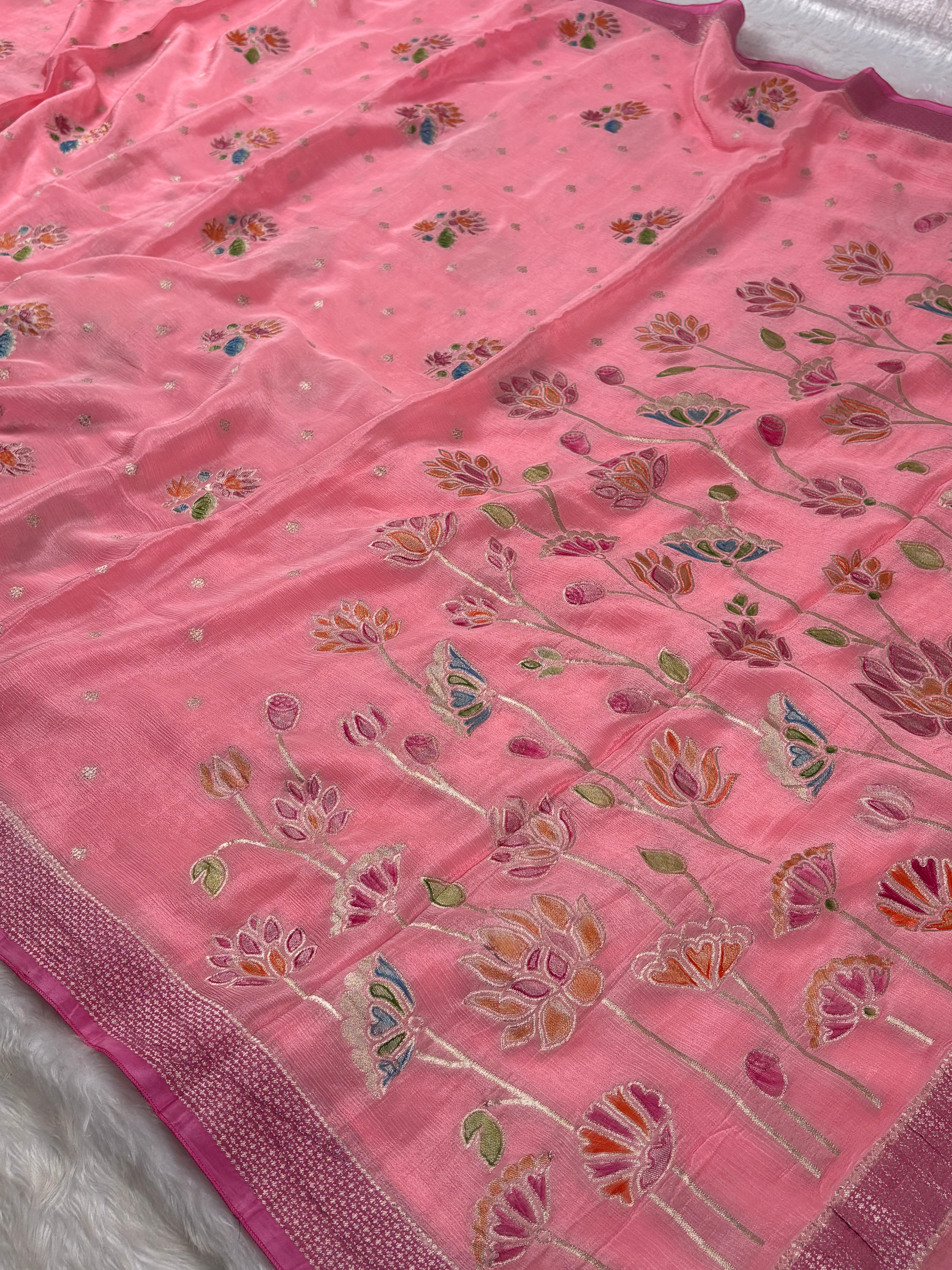 Chinon Silk Mina Banarasi Saree
