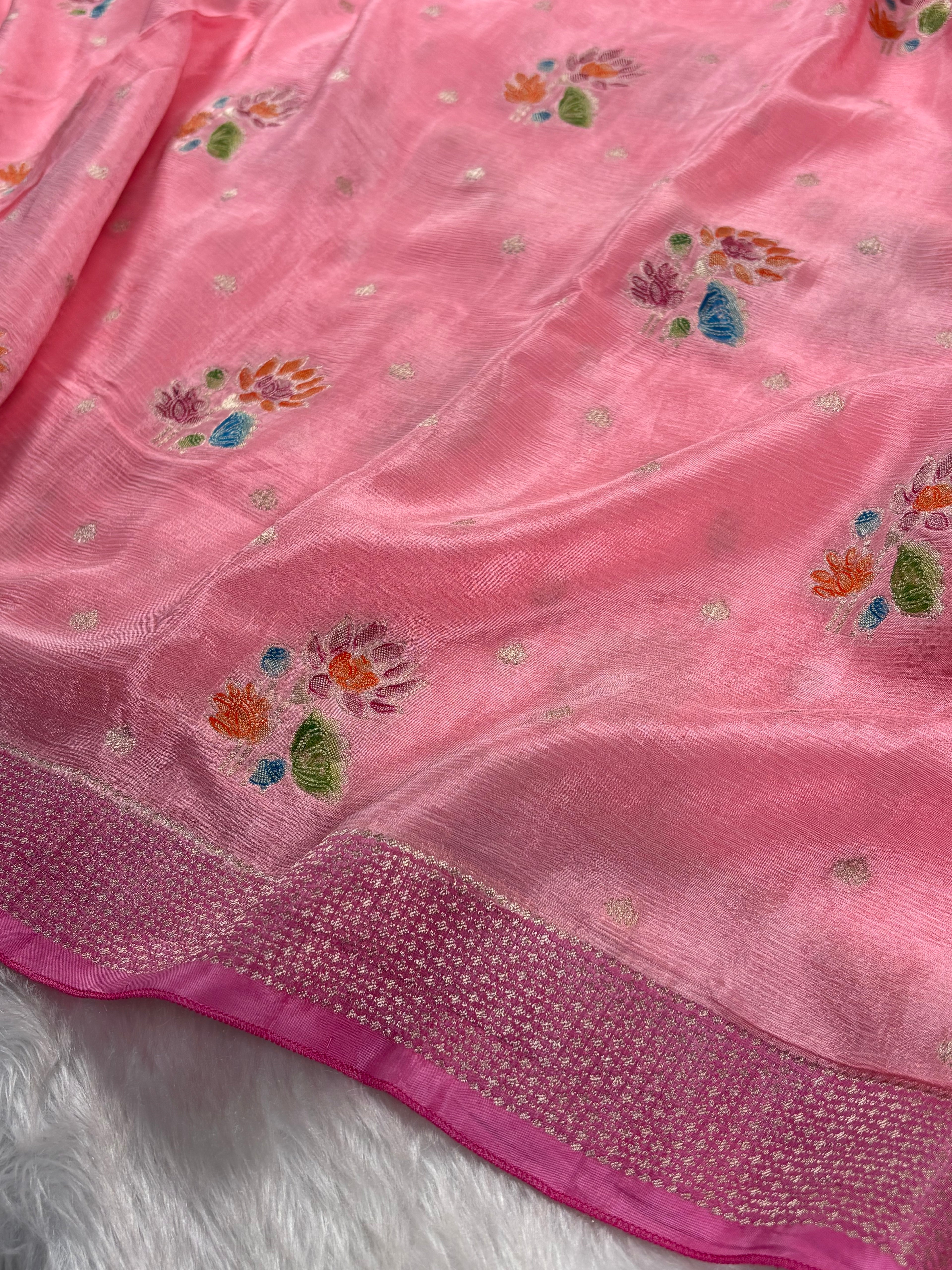 Chinon Silk Mina Banarasi Saree