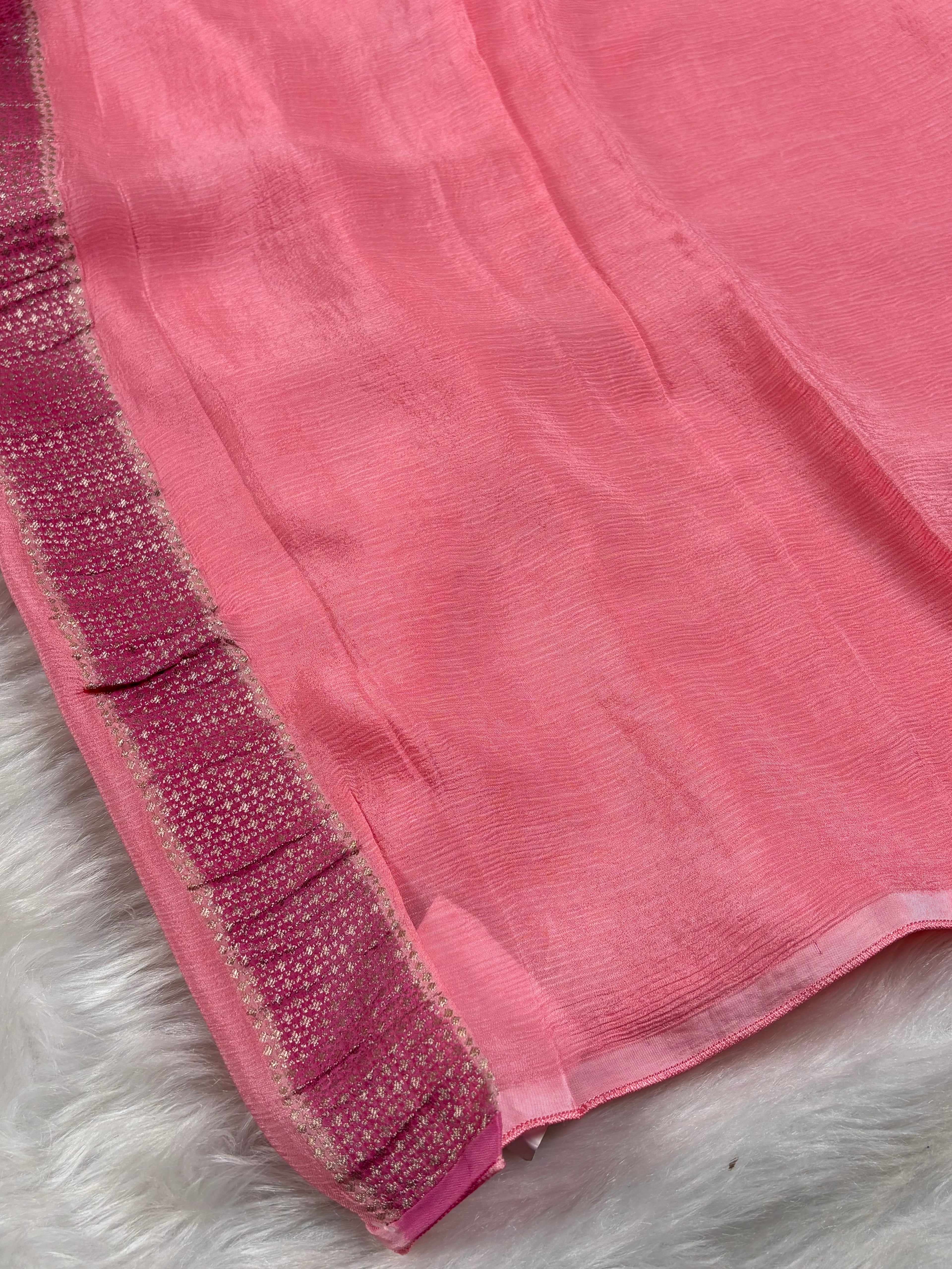 Chinon Silk Mina Banarasi Saree