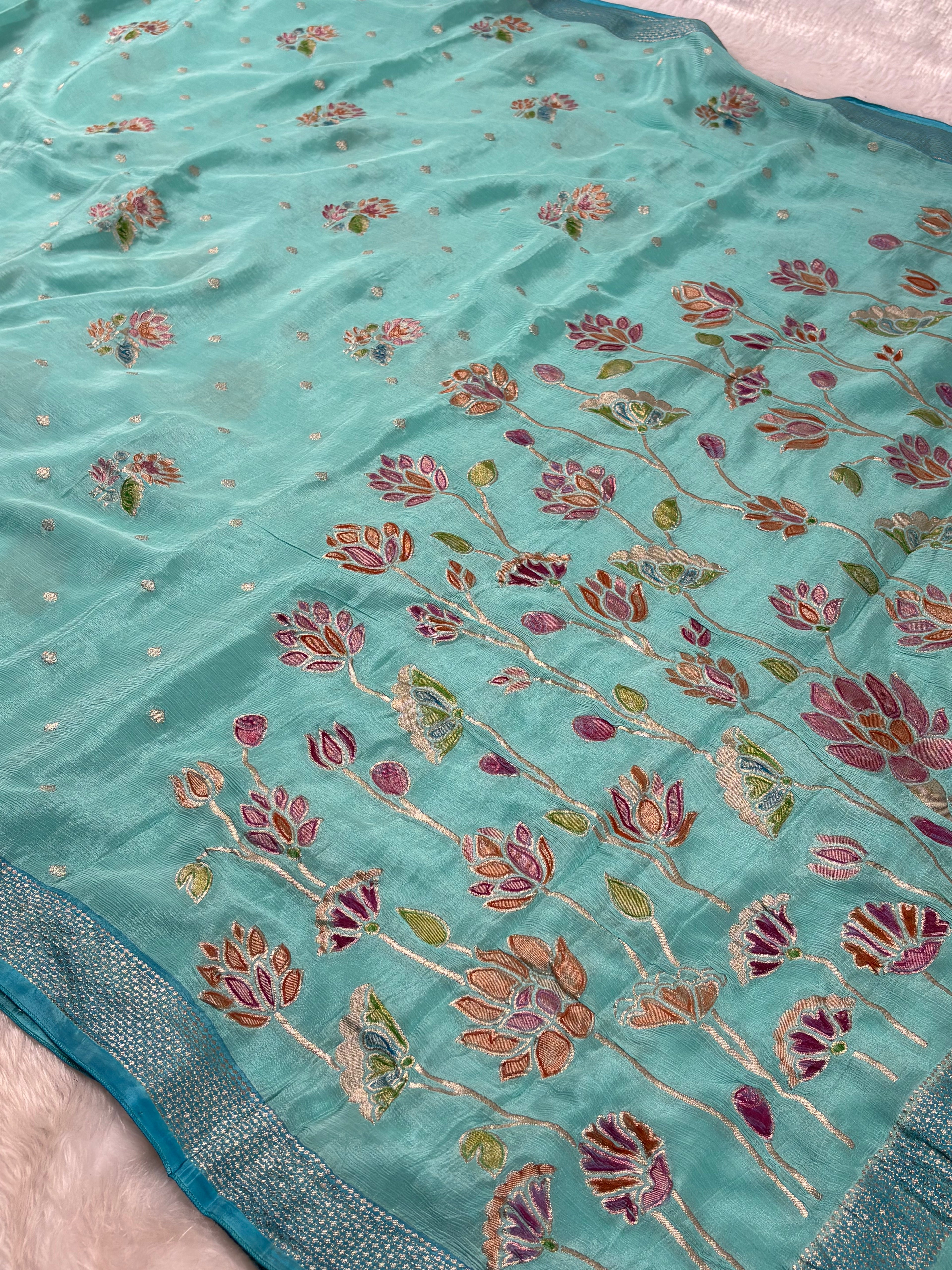Chinon Silk Mina Banarasi Saree
