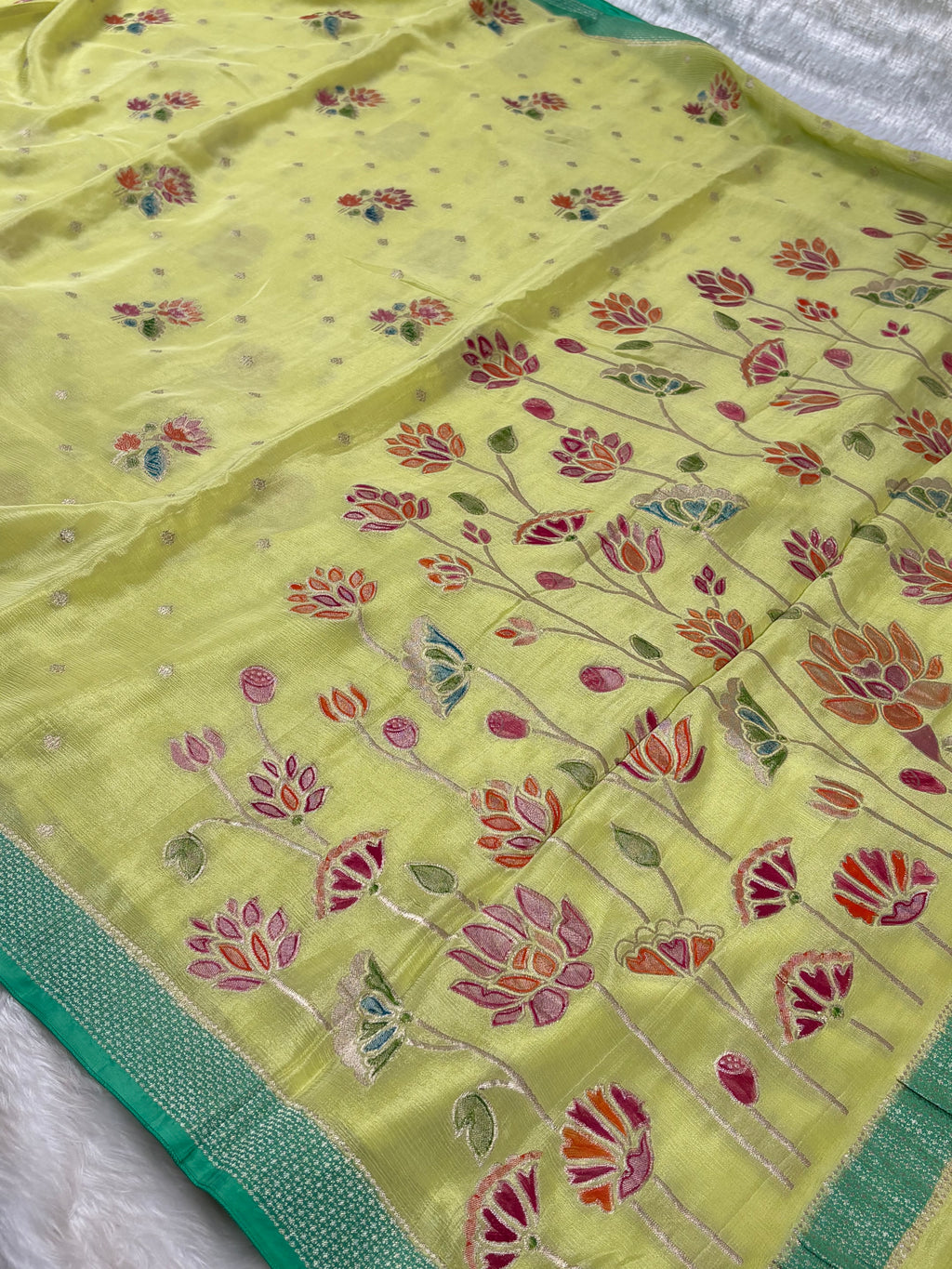 Chinon Silk Mina Banarasi Saree