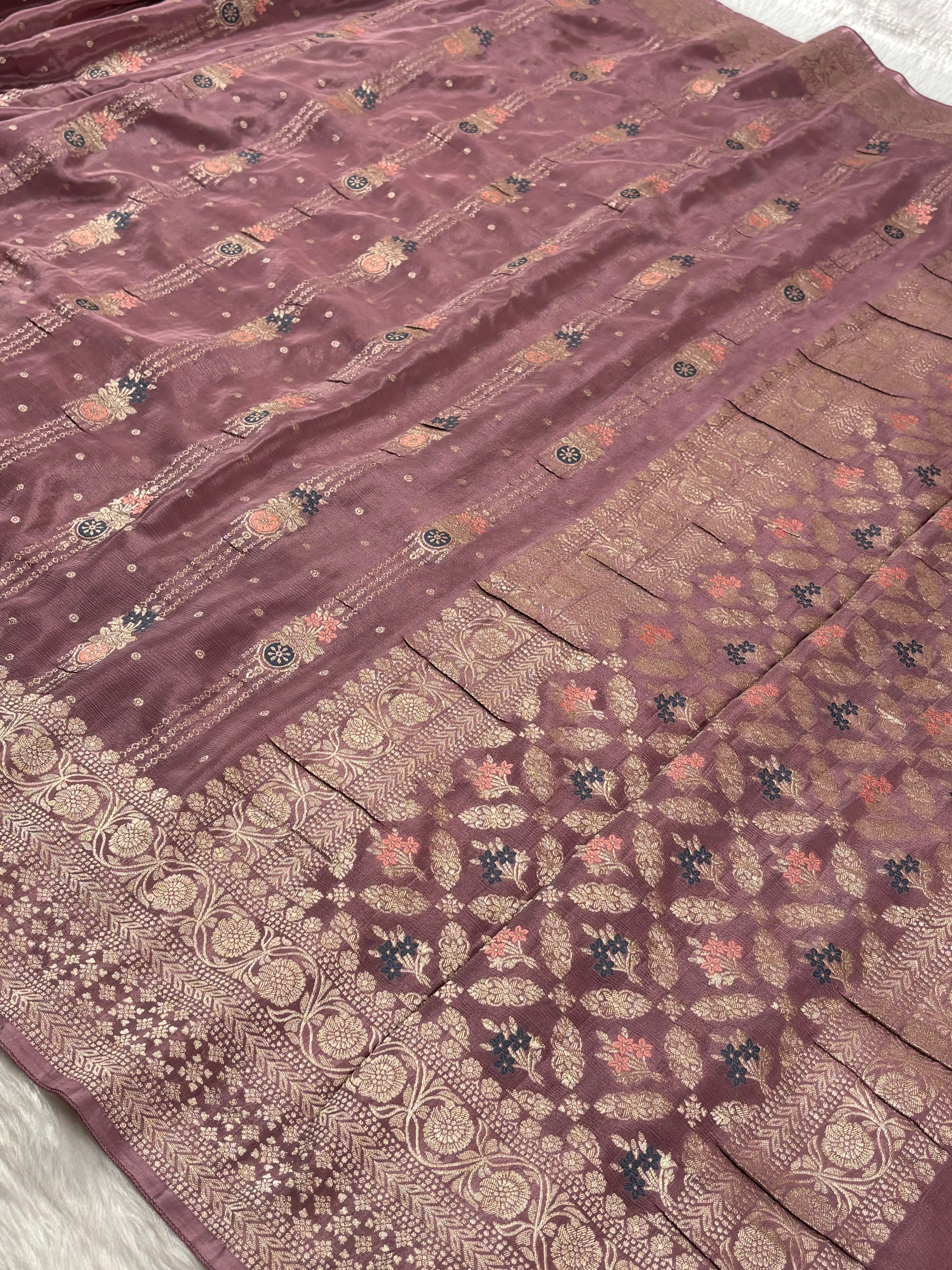 Chinon Silk Mina Banarasi Saree