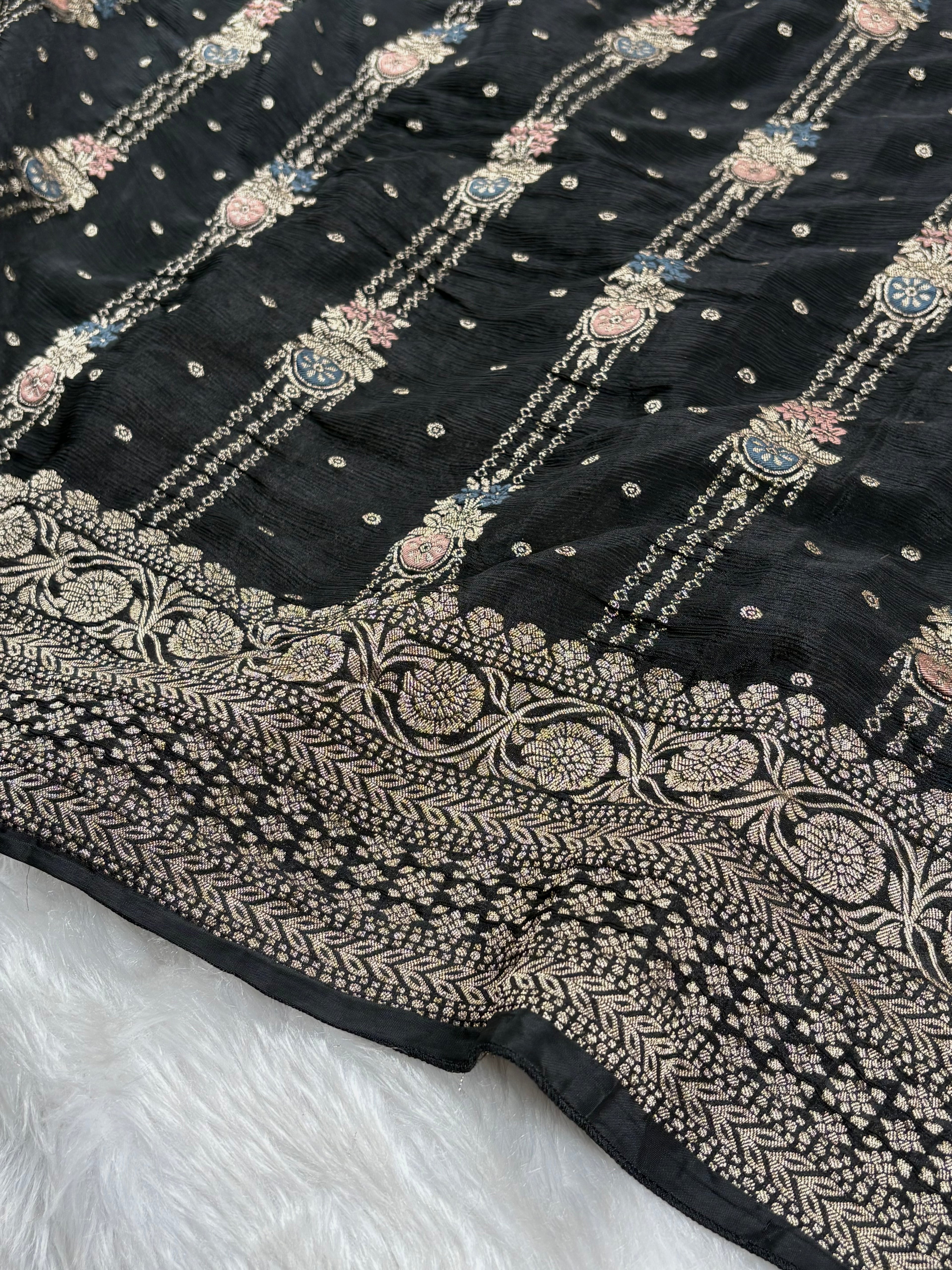 Chinon Silk Mina Banarasi Saree