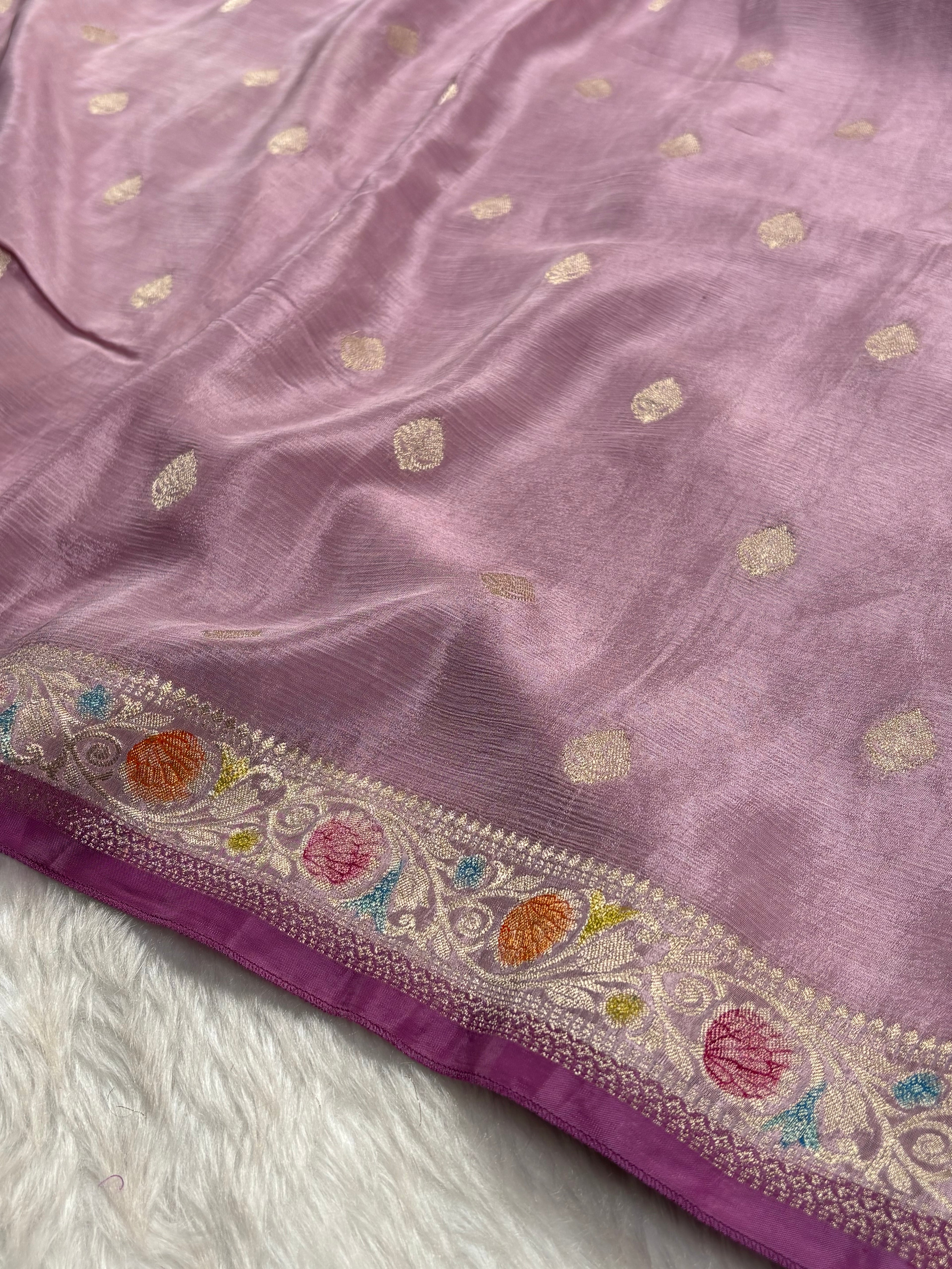 Chinon Silk Mina Banarasi Saree