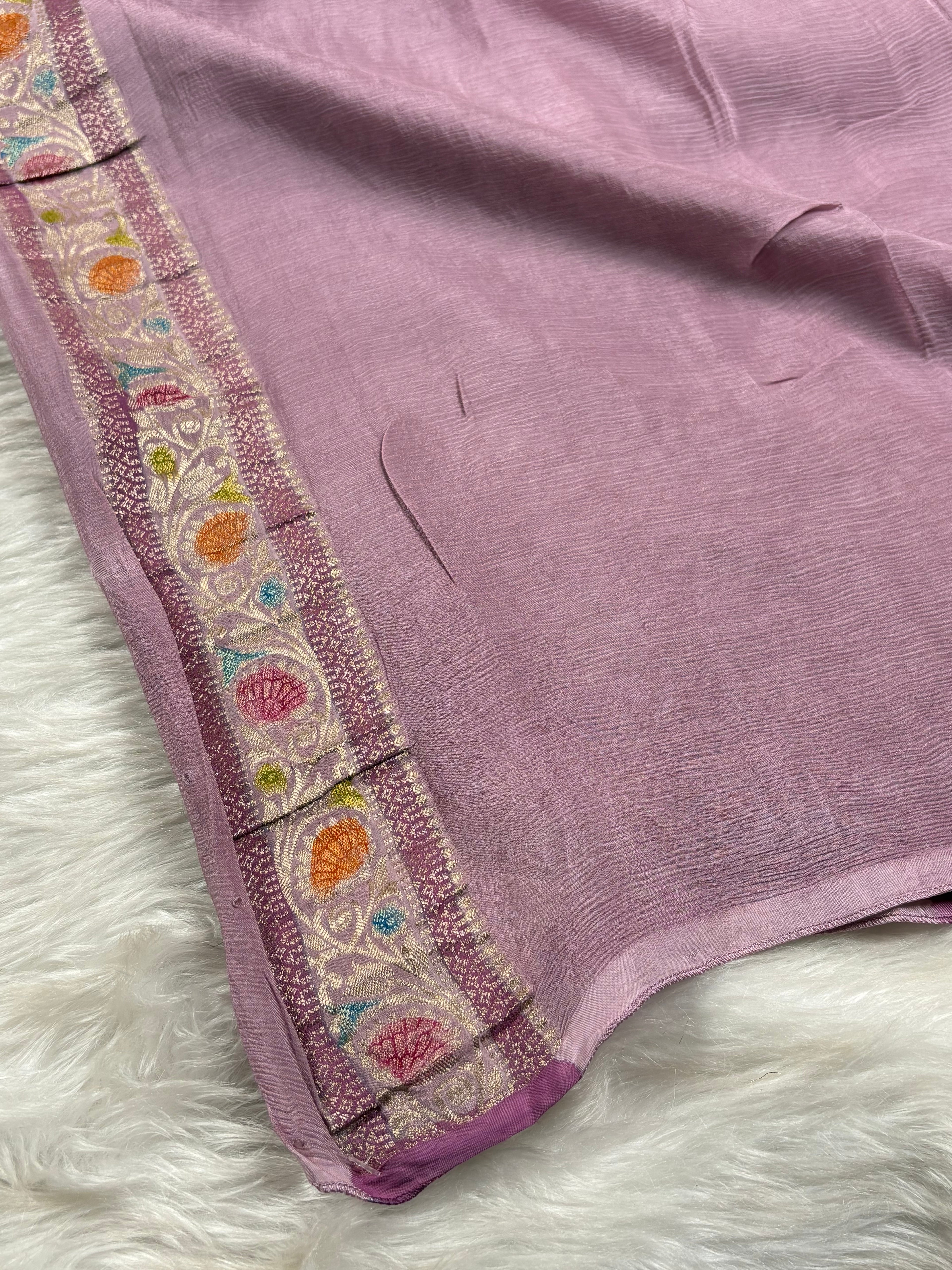 Chinon Silk Mina Banarasi Saree