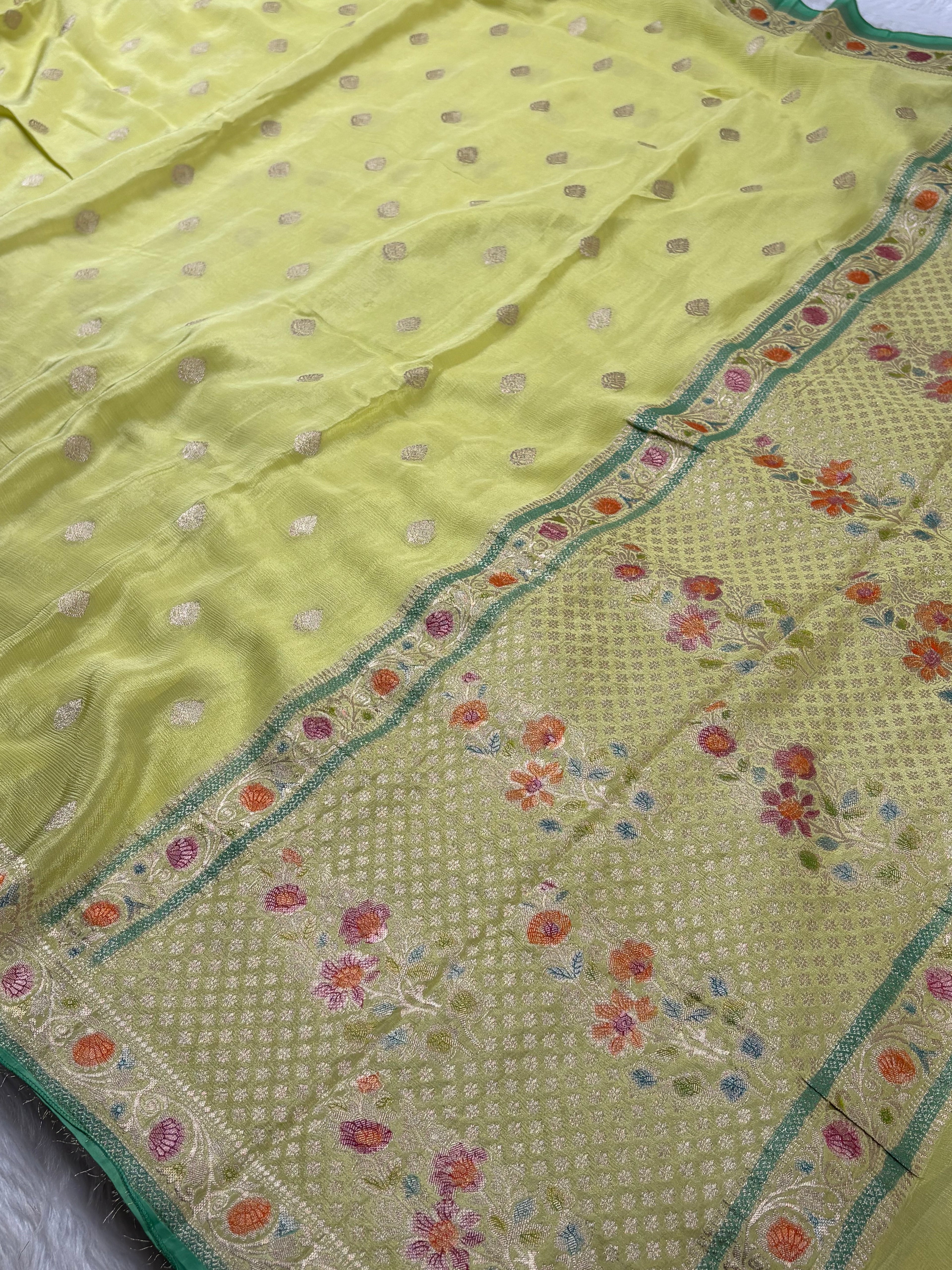 Chinon Silk Mina Banarasi Saree