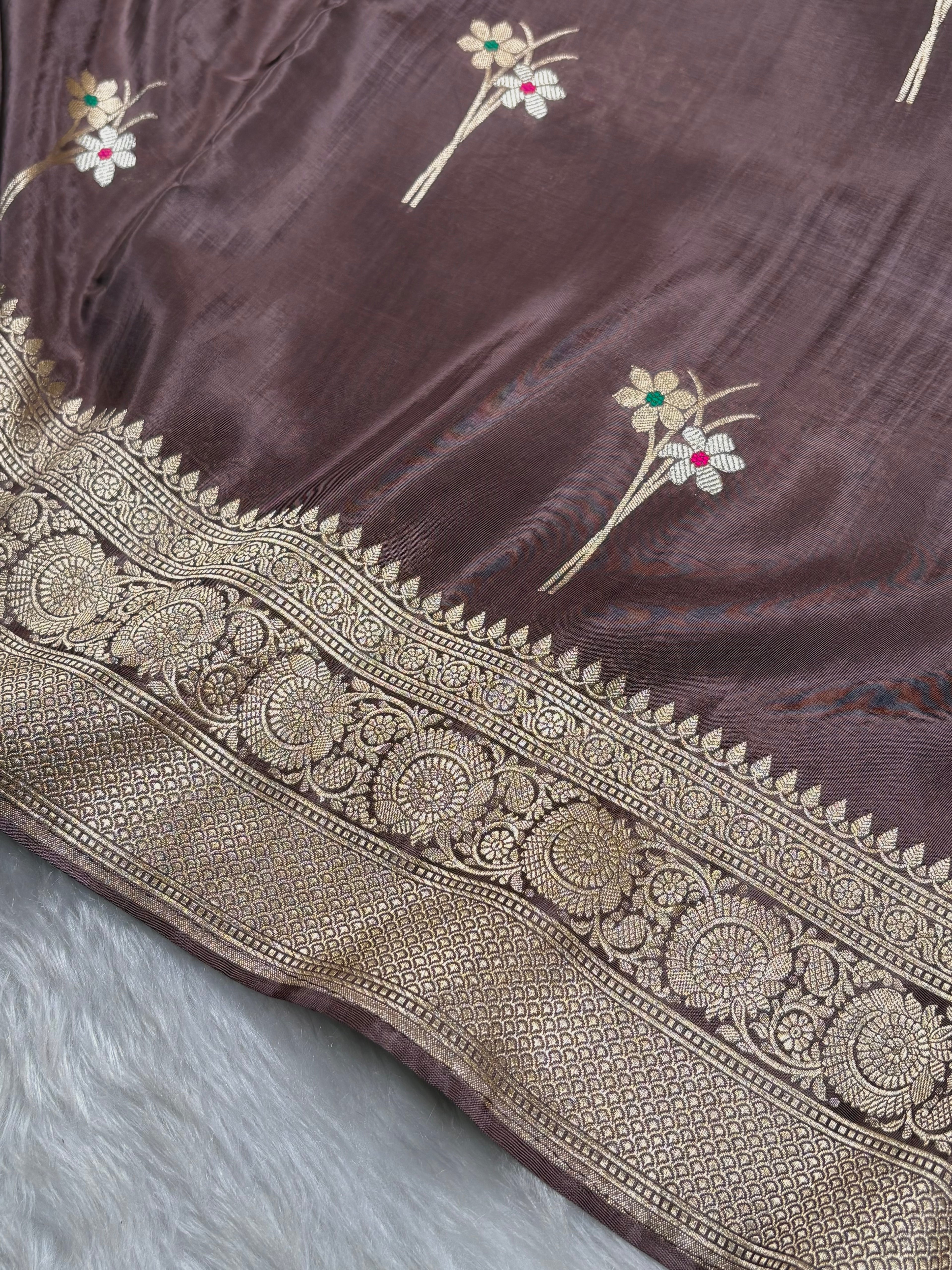 HO Crap Silk Mina Banarasi Saree