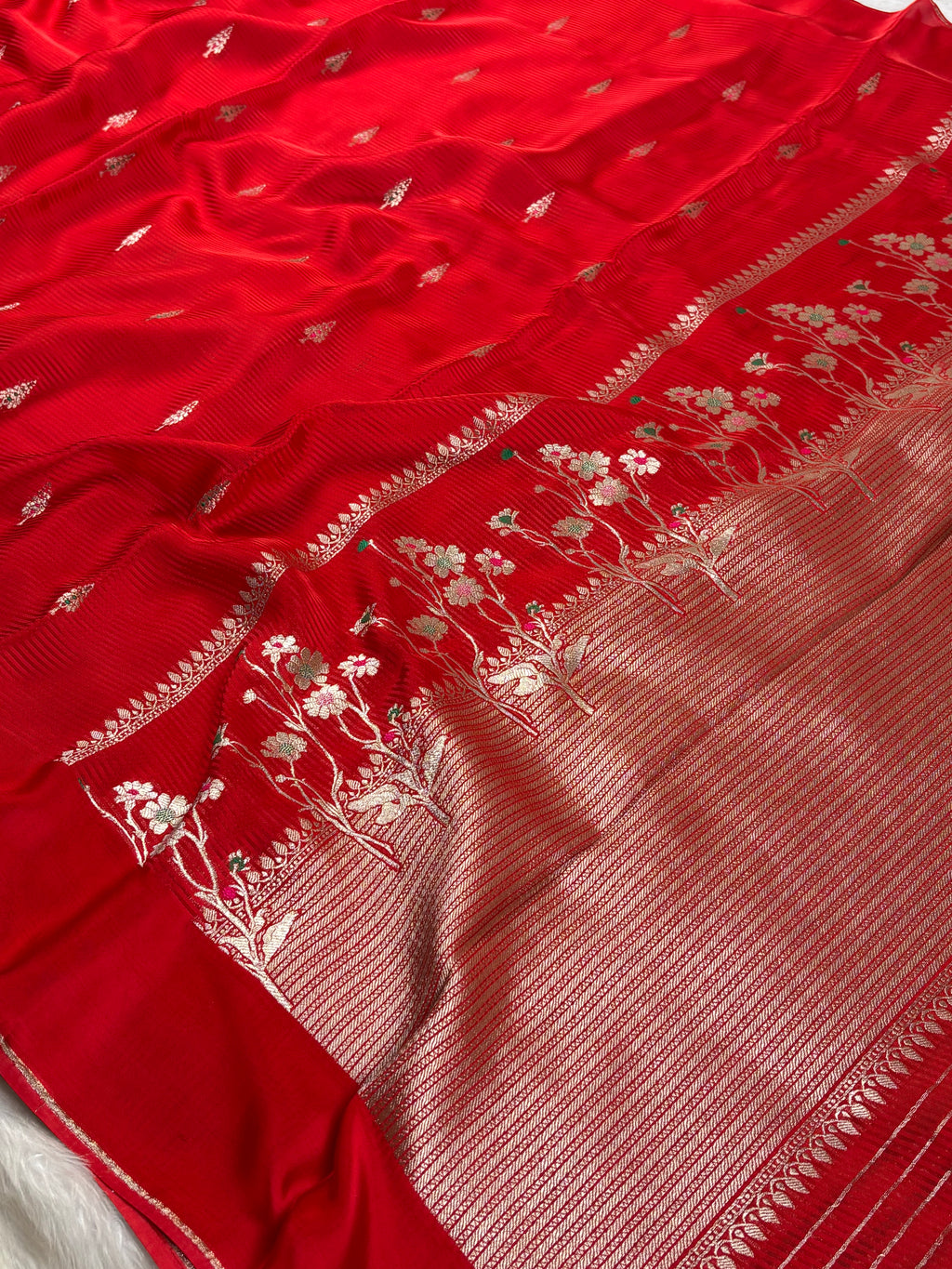 Crap Silk Mina Banarasi Saree