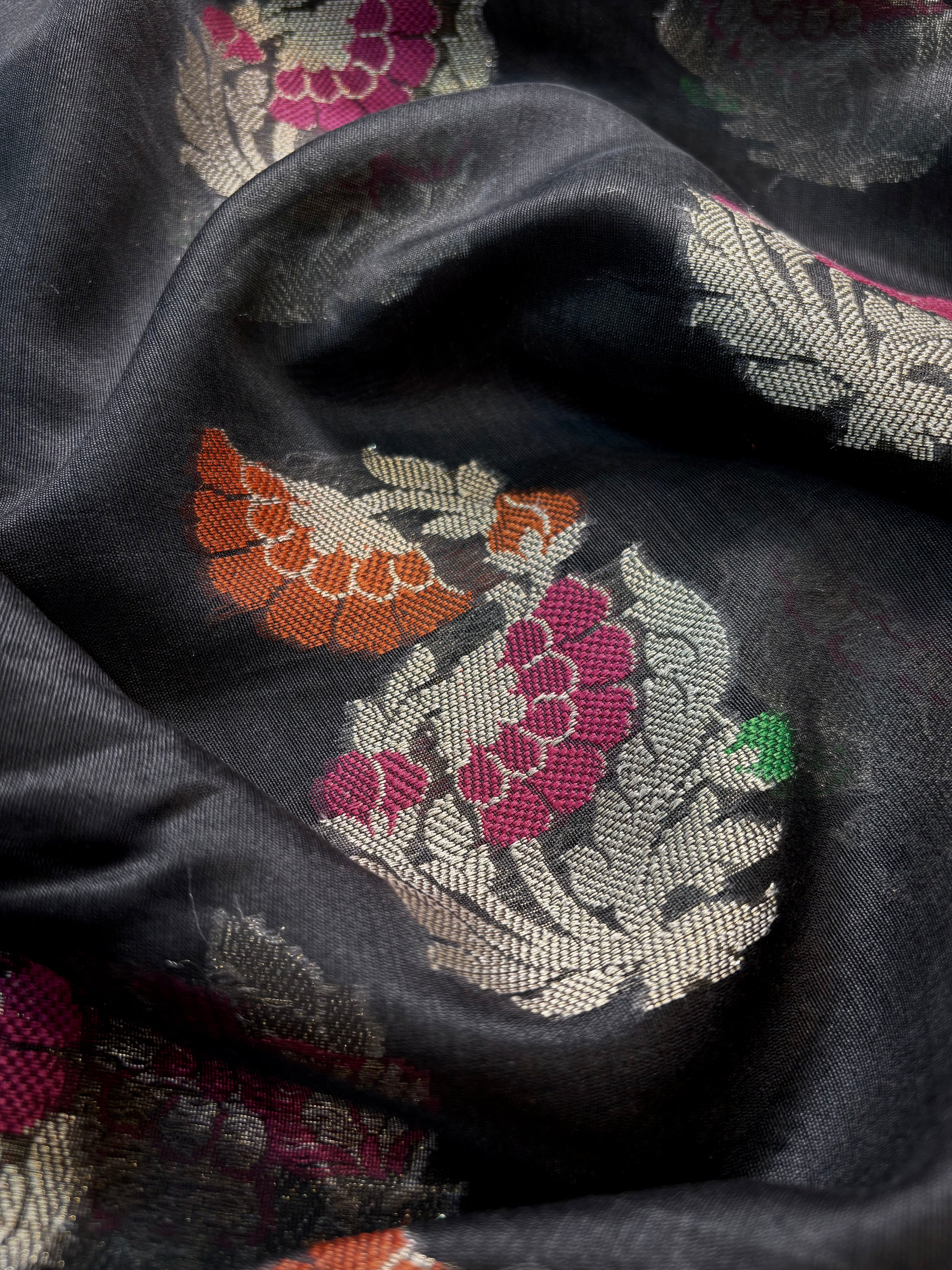 Black Banarasi Fancy Mesrise Meena Saree