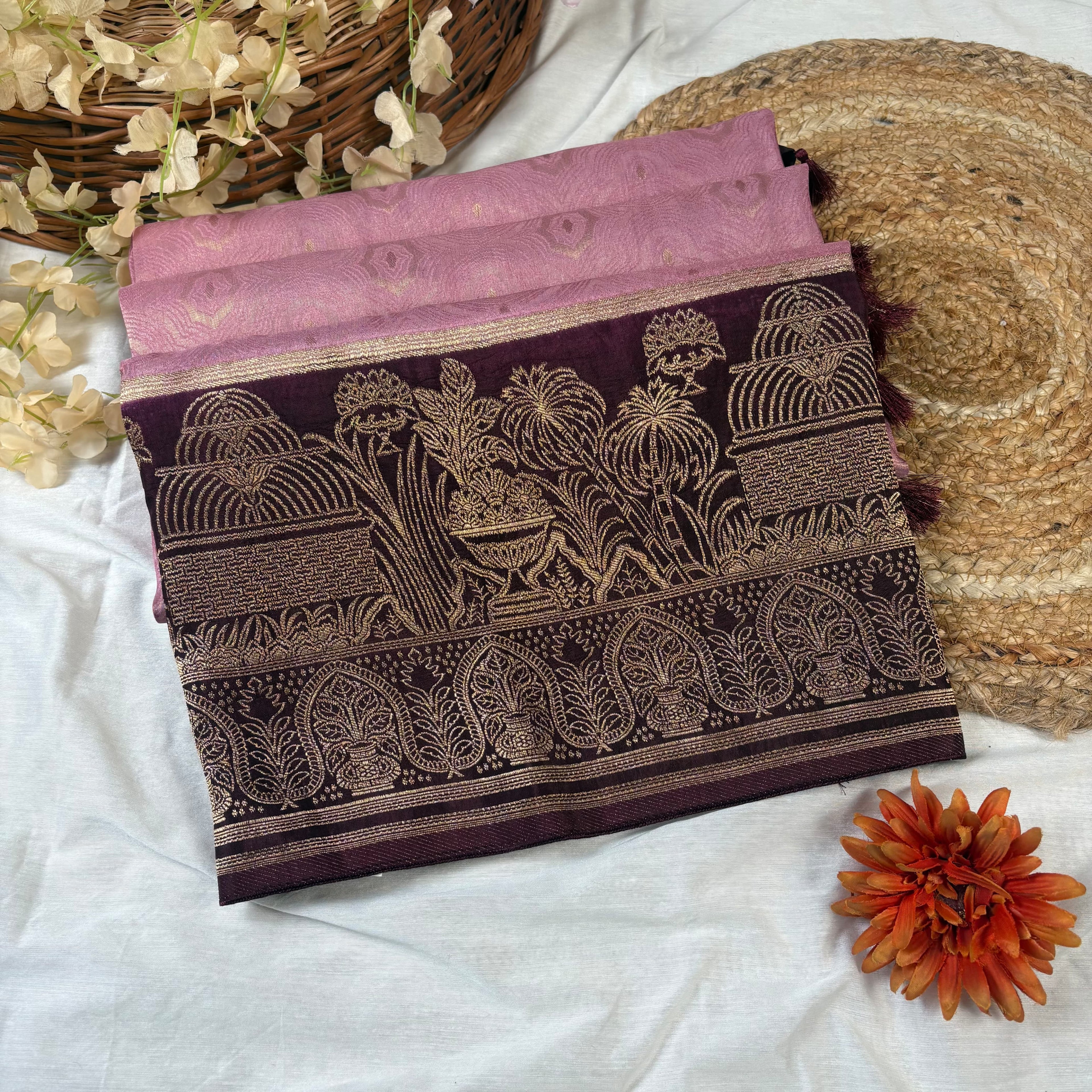 Lavender Banarasi Katan Silk Saree
