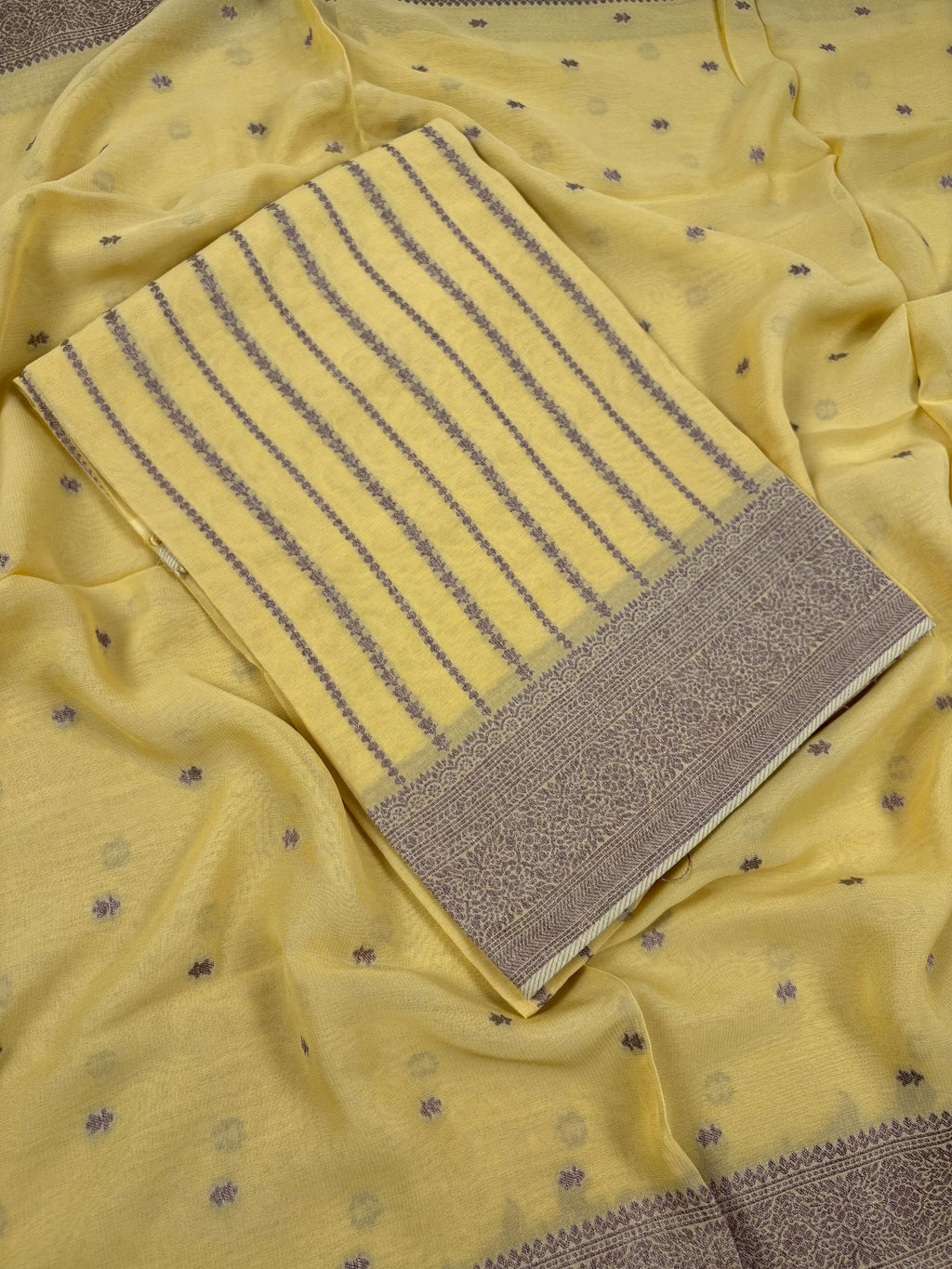 Yellow Banarasi Khaddi Georgette Suit