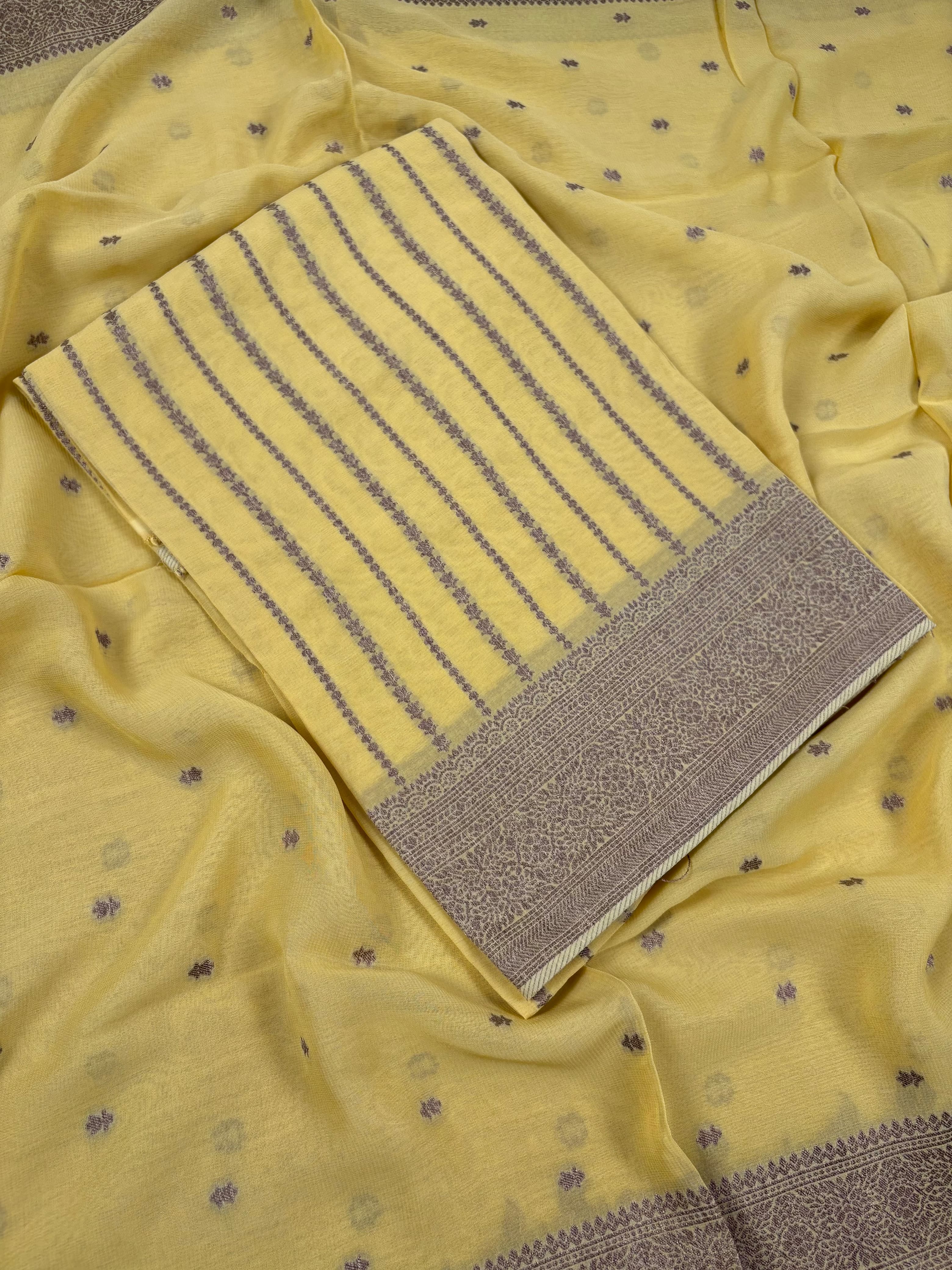 Yellow Banarasi Khaddi Georgette Suit