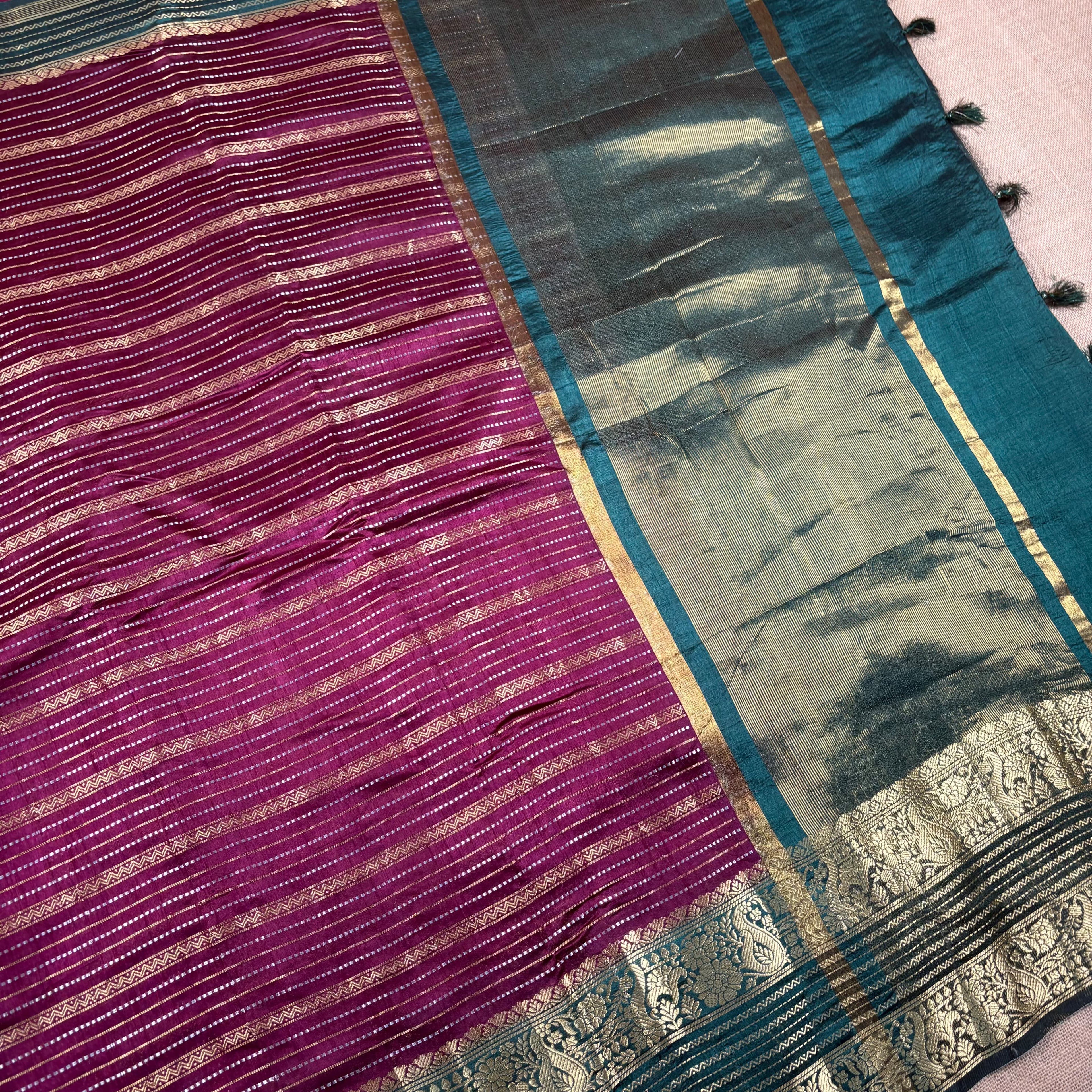 Purple Banarasi Katan Silk Saree