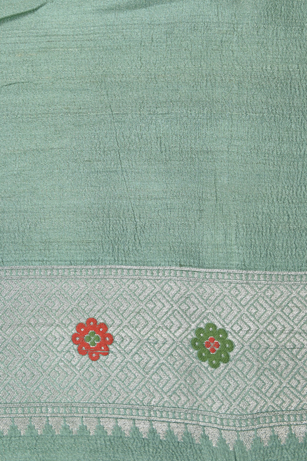 Green Pure Banarasi Tussar Georgette Tissue Silk Saree