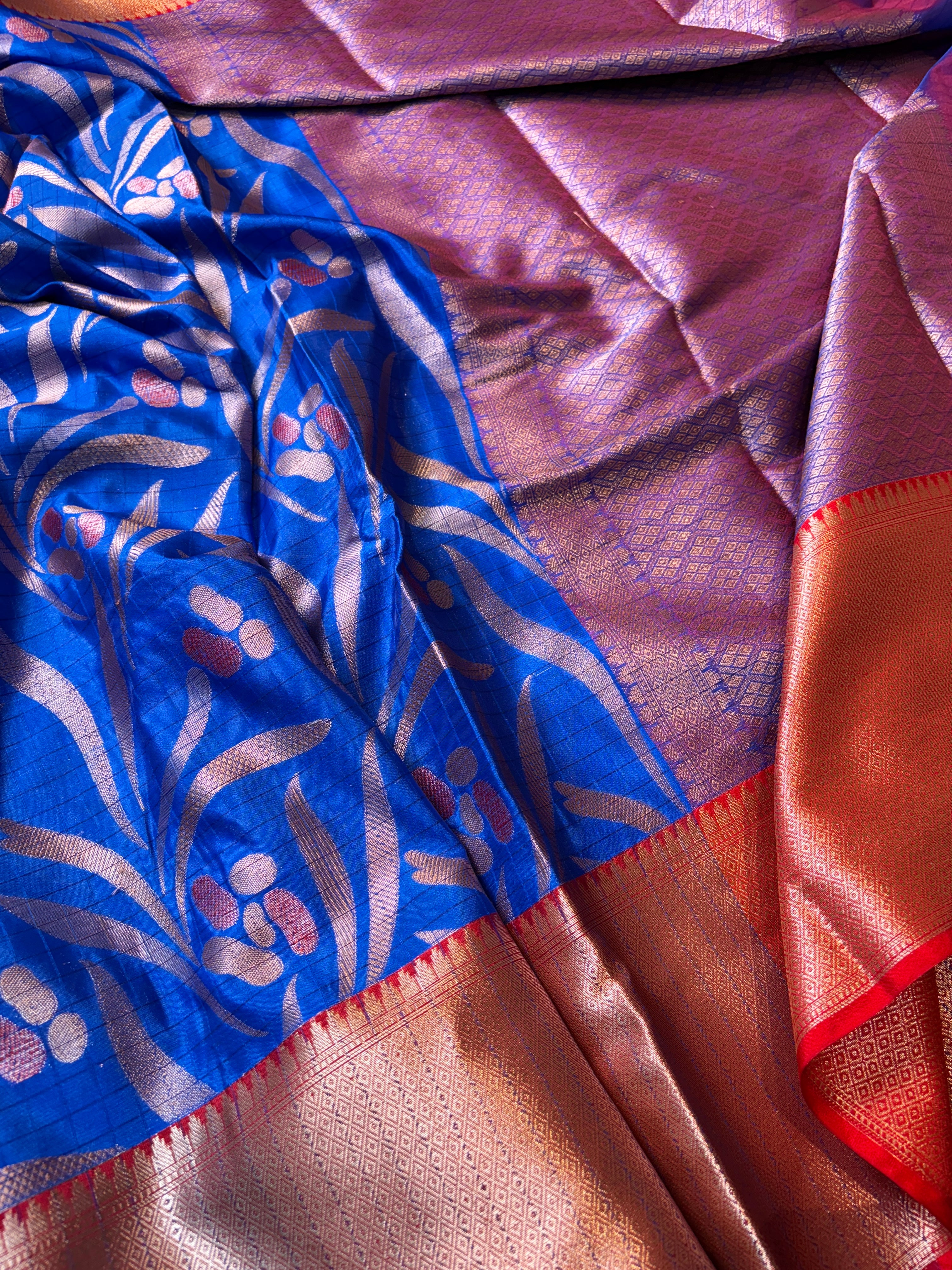 Blue Banarasi Katan Silk Saree