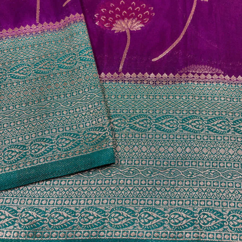 Purple Banarasi Katan Georgette Silk Saree