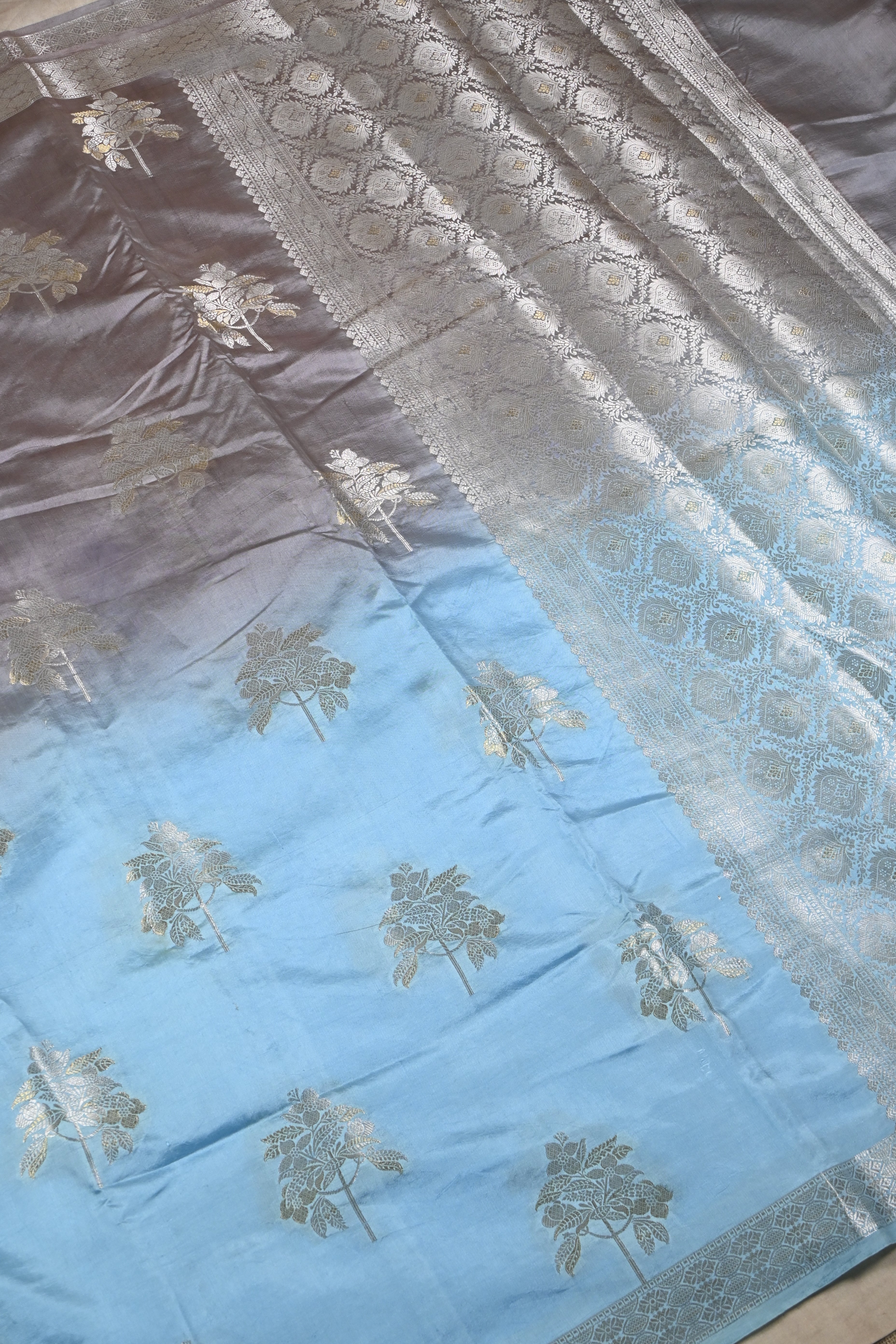 Dual Tone Pure Banarasi Katan Silk Saree