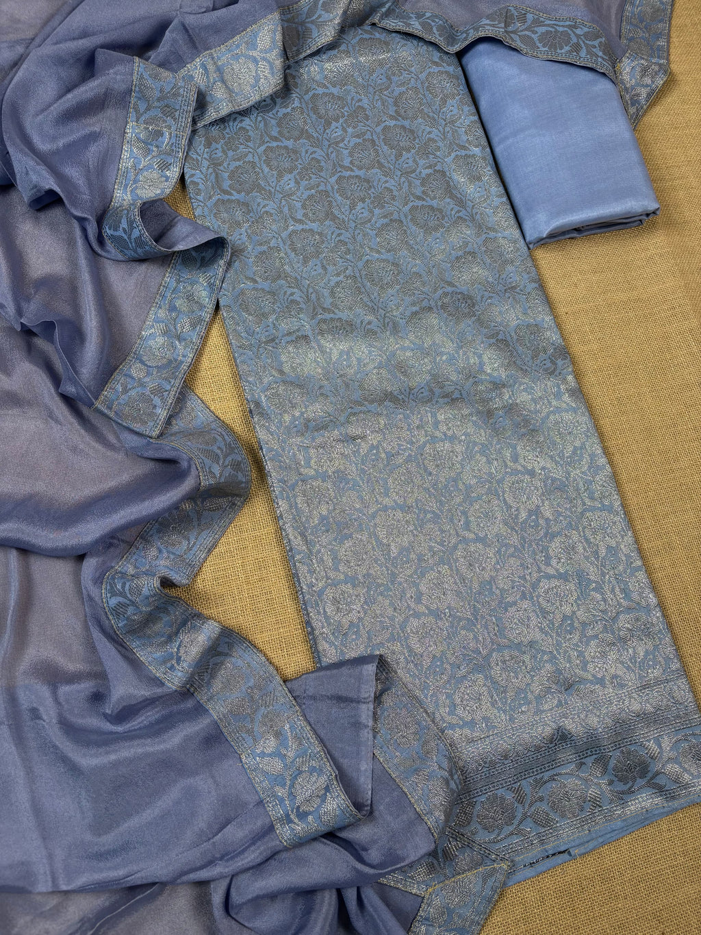 Blue Banarasi Katan Brocade Suit