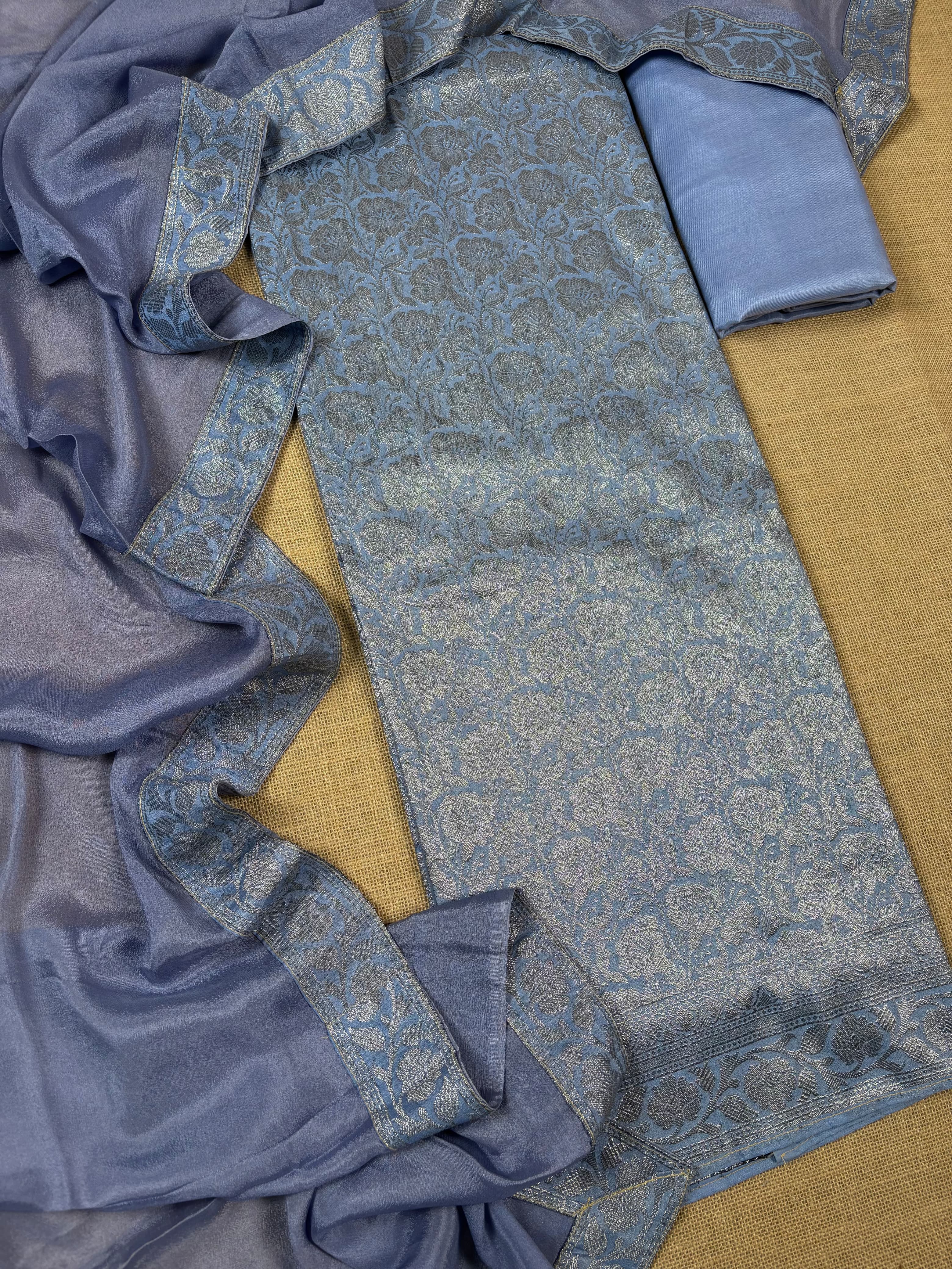 Blue Banarasi Katan Brocade Suit