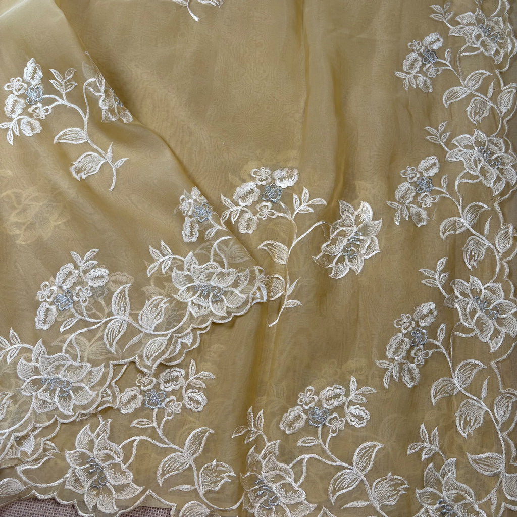 Yellow Banarasi Softy Organza Silk Saree