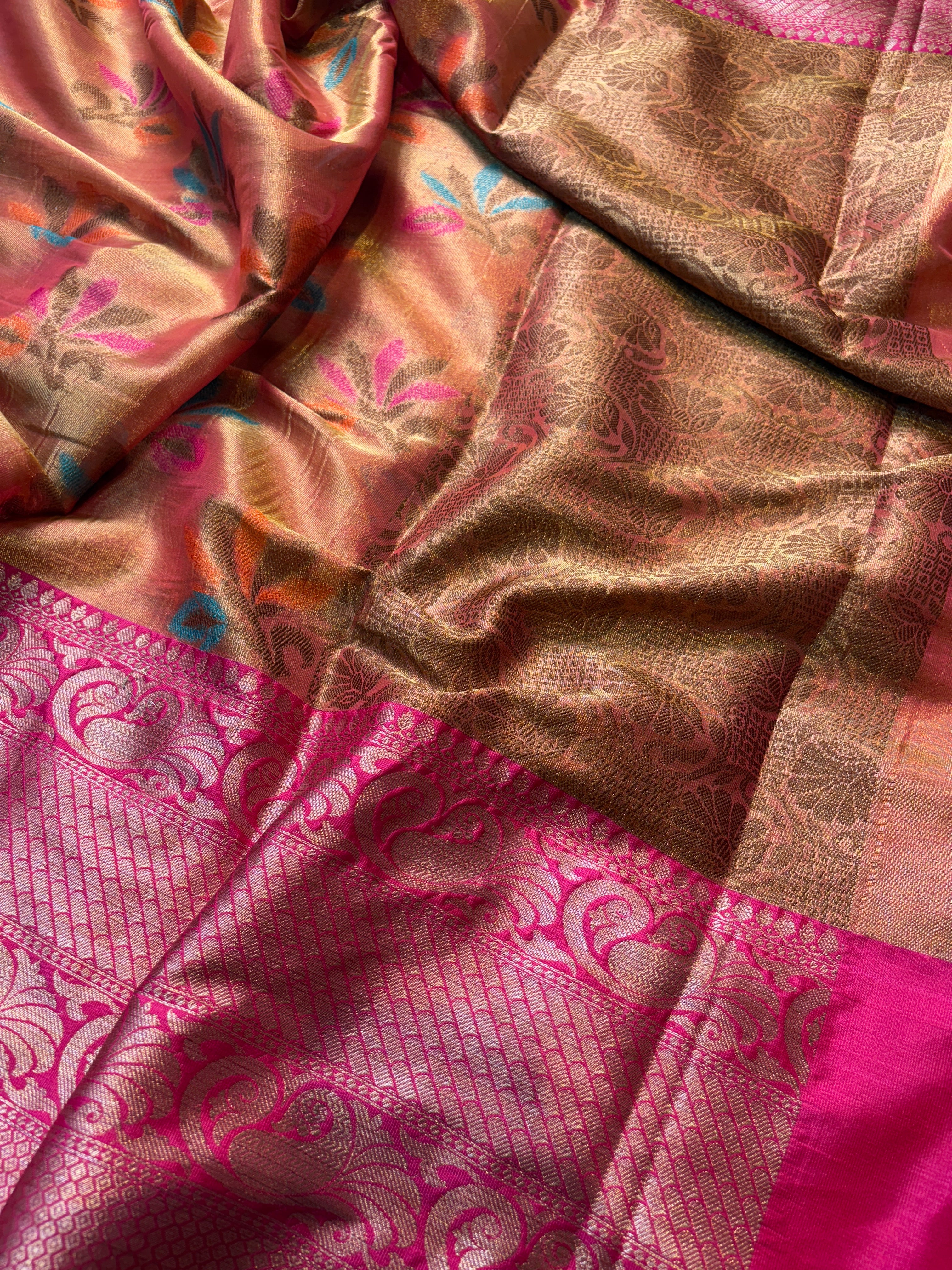 Contrast Banarasi Fancy Tissue Meena Saree