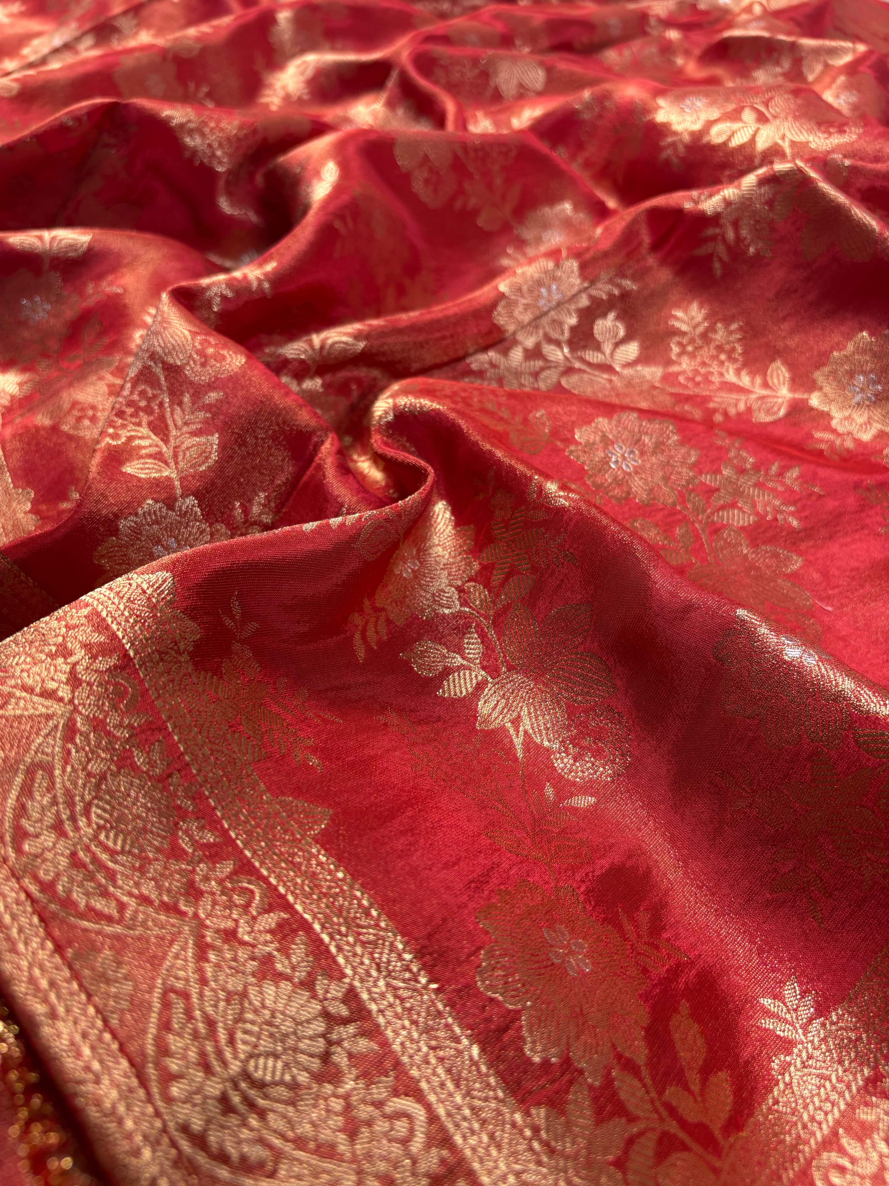 Red Banarasi Softy Katan Tissue Suit