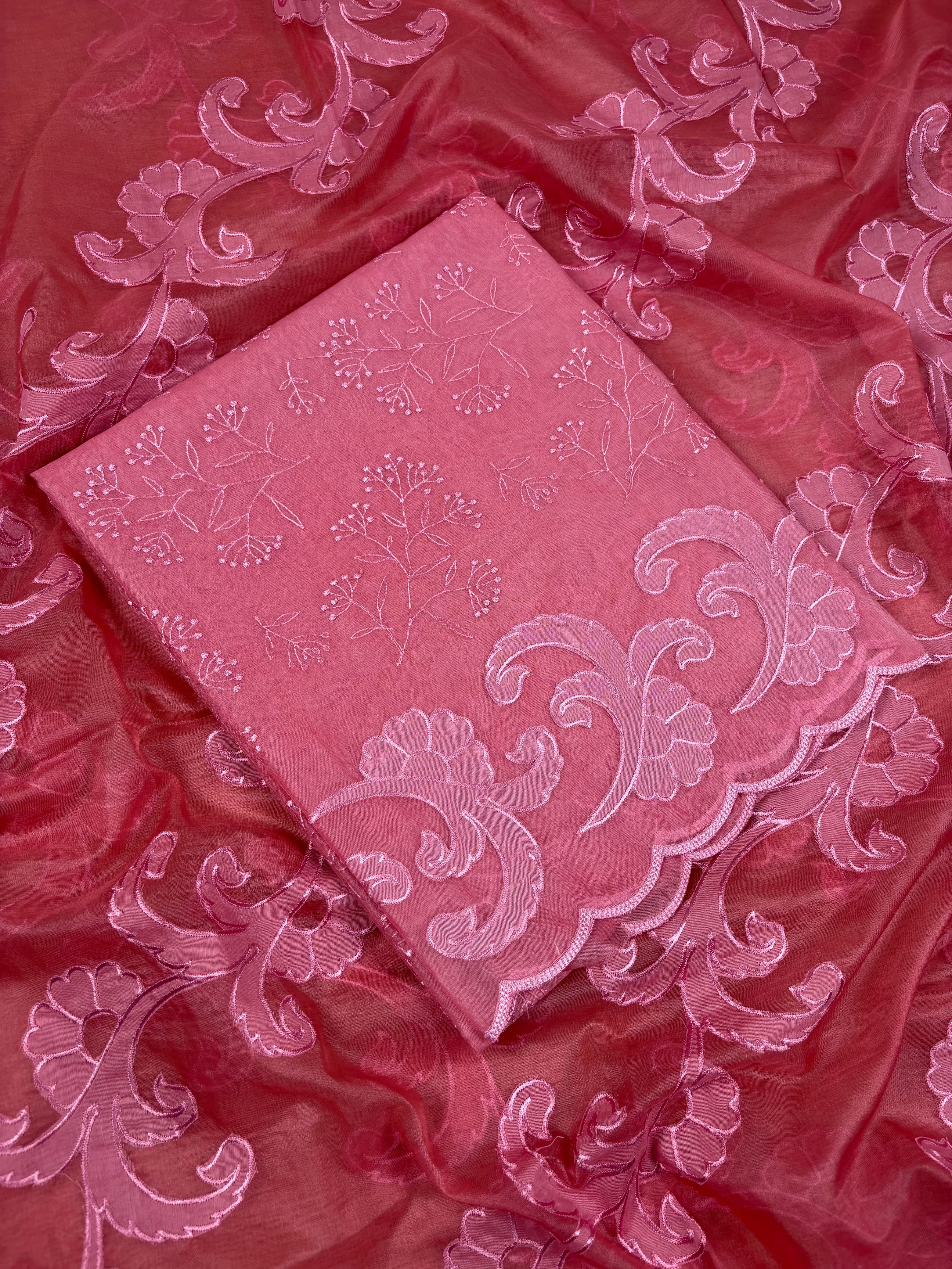 Pink Banarasi Organza Silk Suit