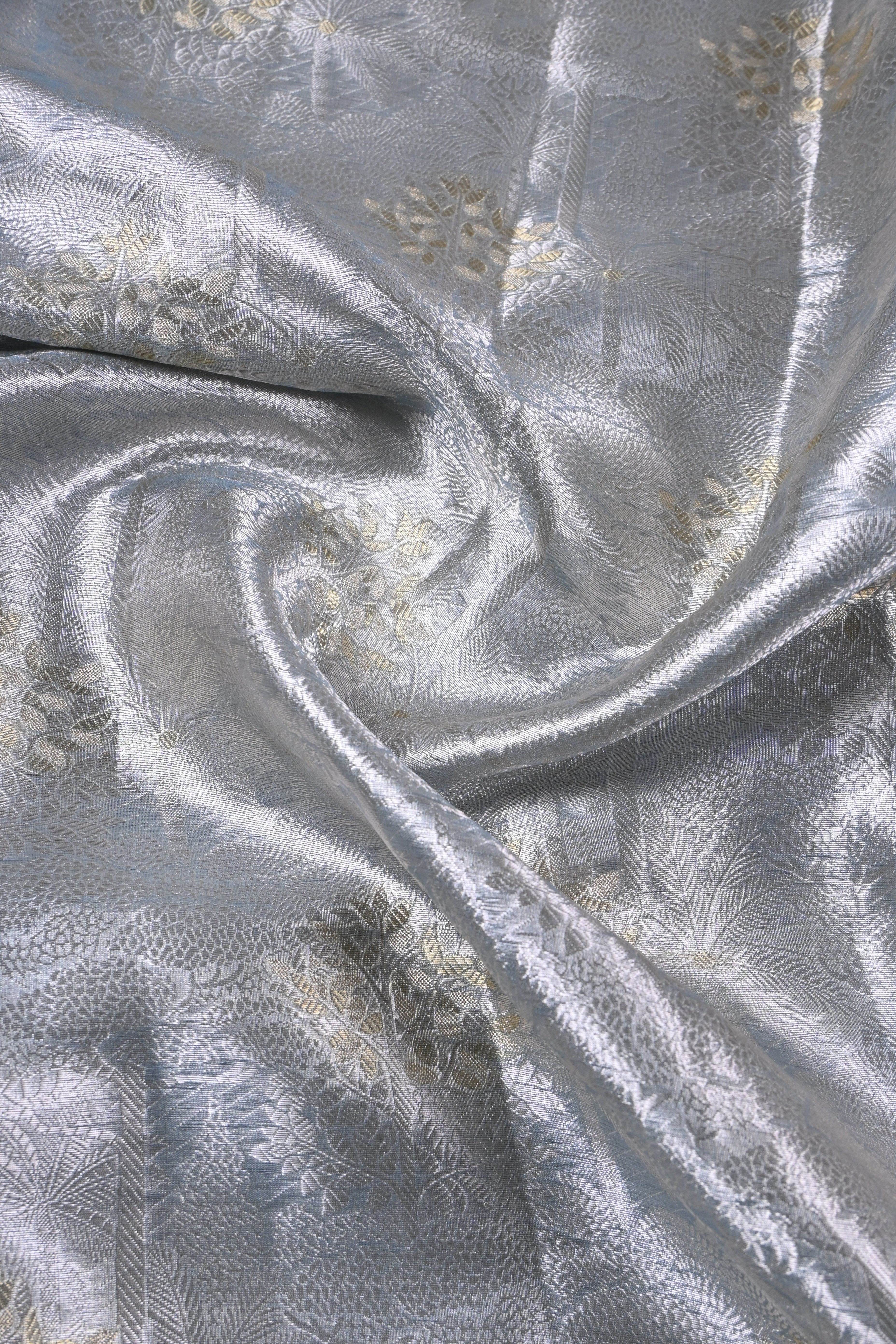 Baby Blue Pure Banarasi Molten Alfi Tissue Silk Saree