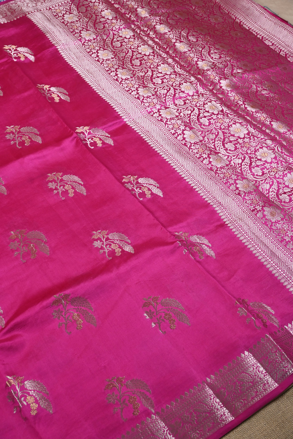 Hot Pink Pure Banarasi Katan Silk Saree