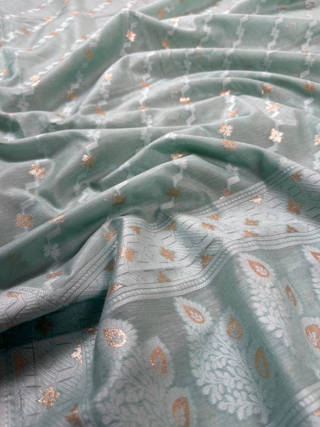 Sky Blue Banarasi Mul-Mul Jamdani Suit