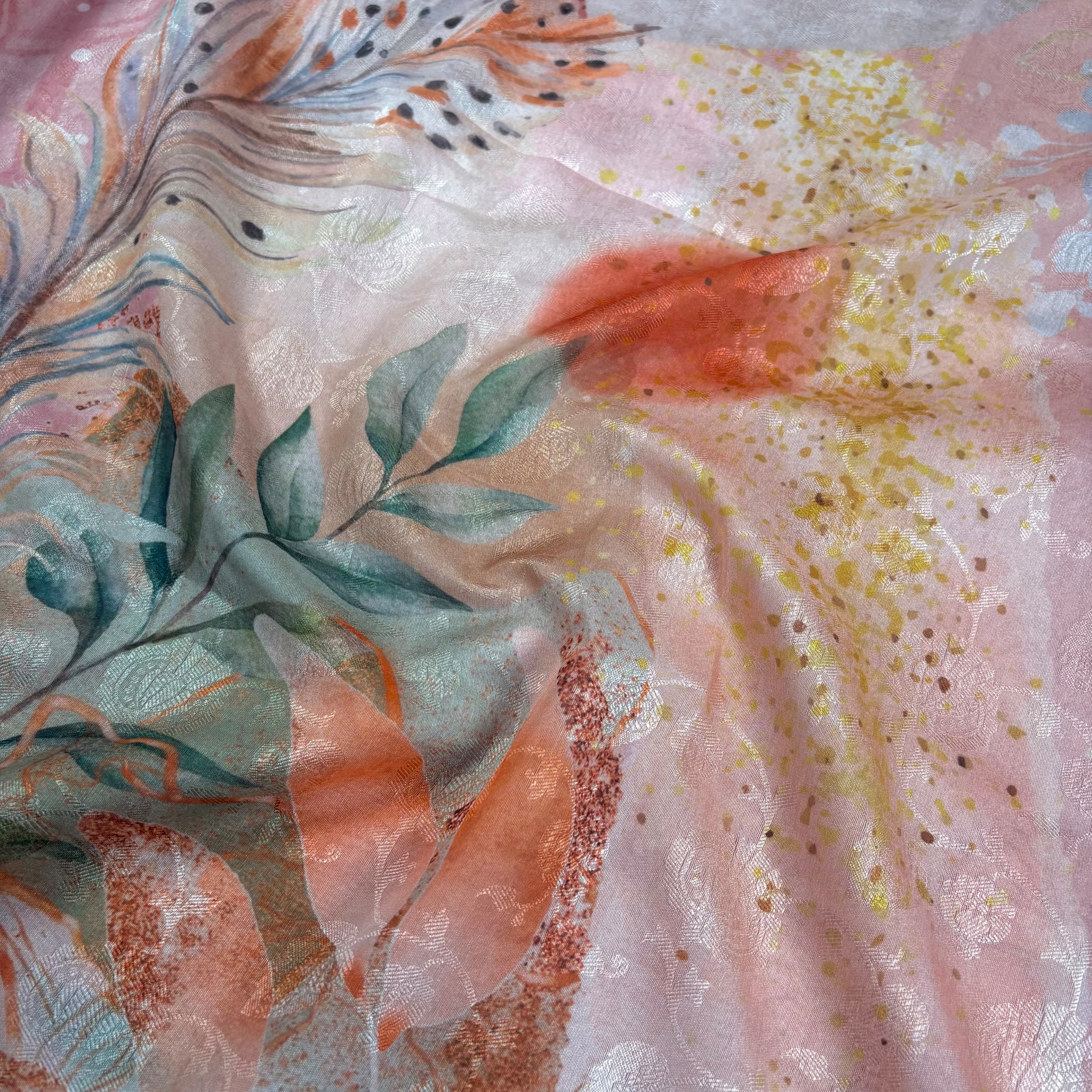 Light Peach Banarasi Tissue Tanchui Saree