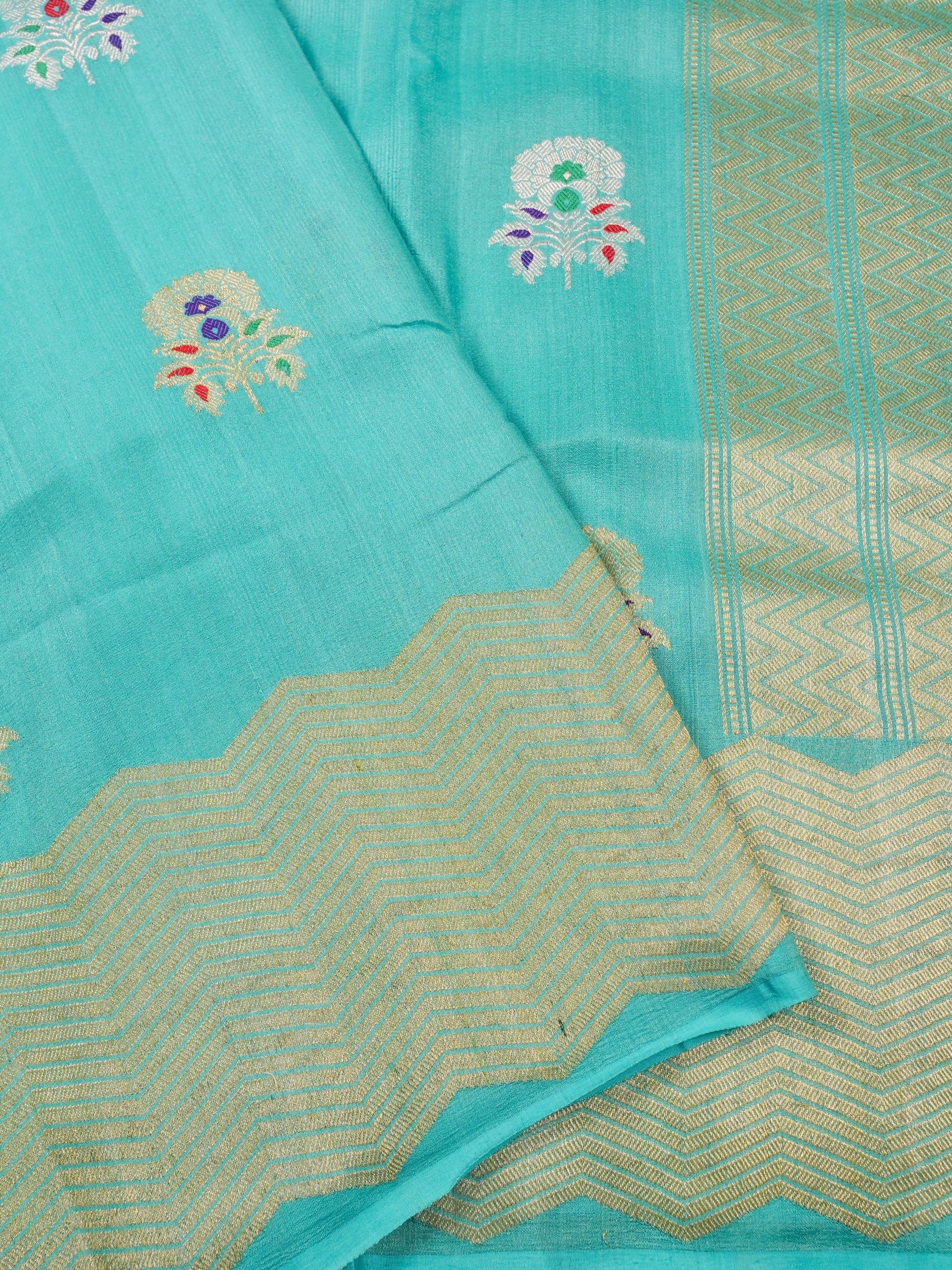 Handwoven Electric Blue Banarasi Desi Tussar Silk Saree