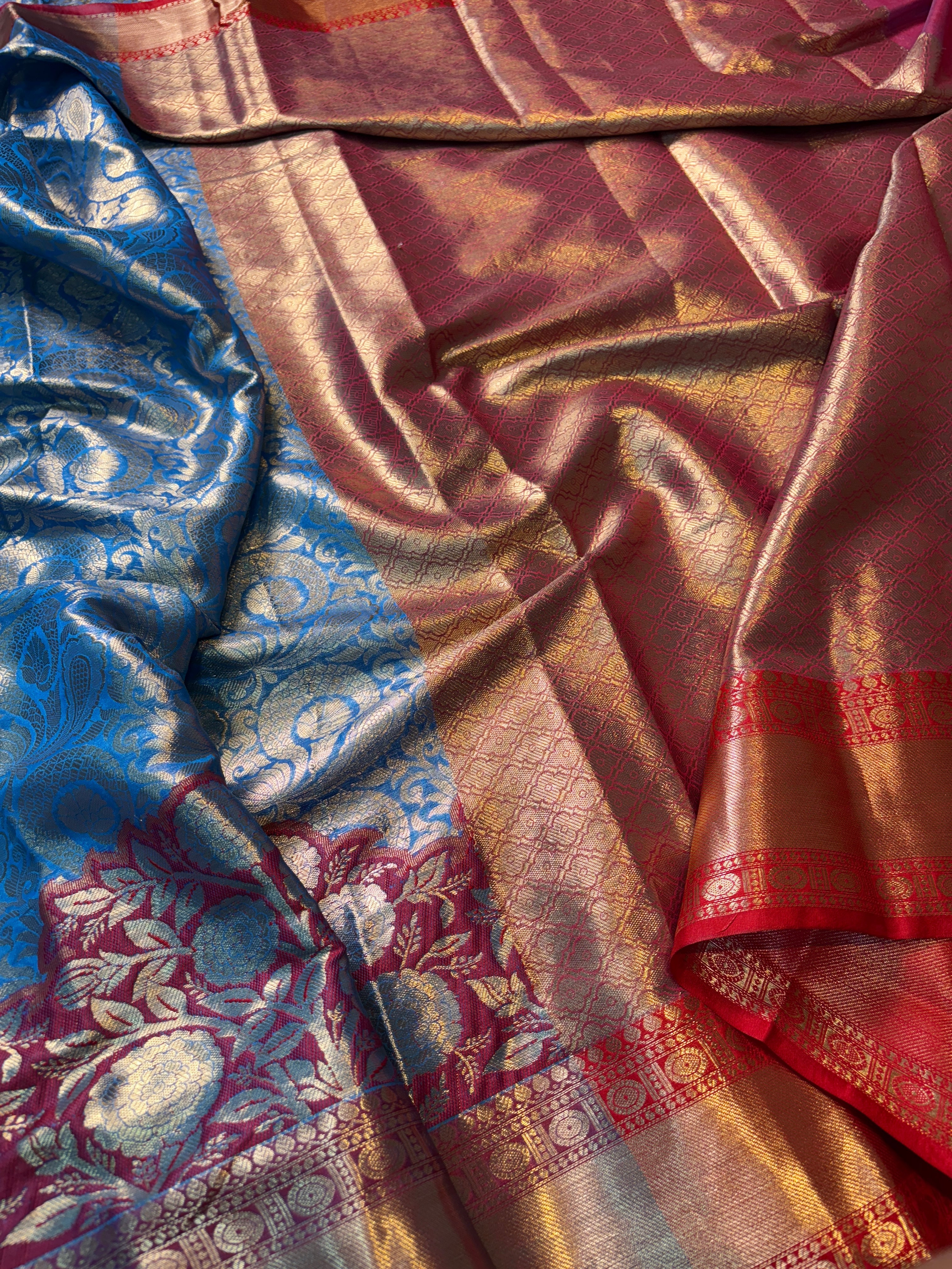 Contrast Banarasi Fancy Katan Brocade Silk Saree