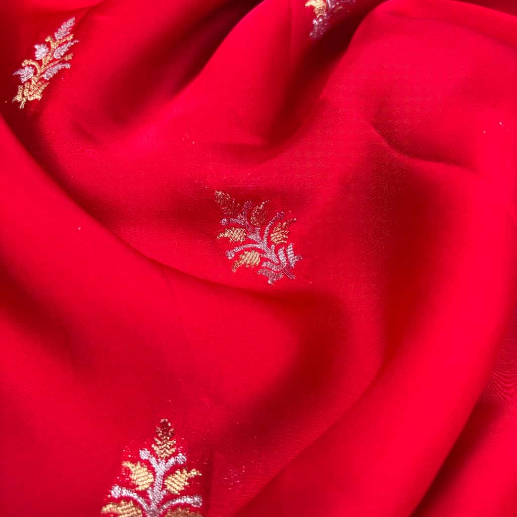 Red Banarasi Mashru Satin Silk Saree