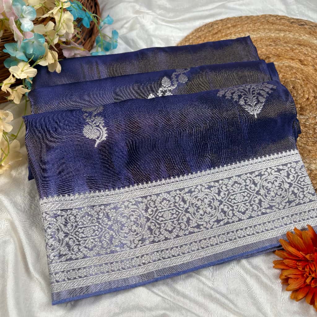 Royal Blue Banarasi Tissue Silk Saree