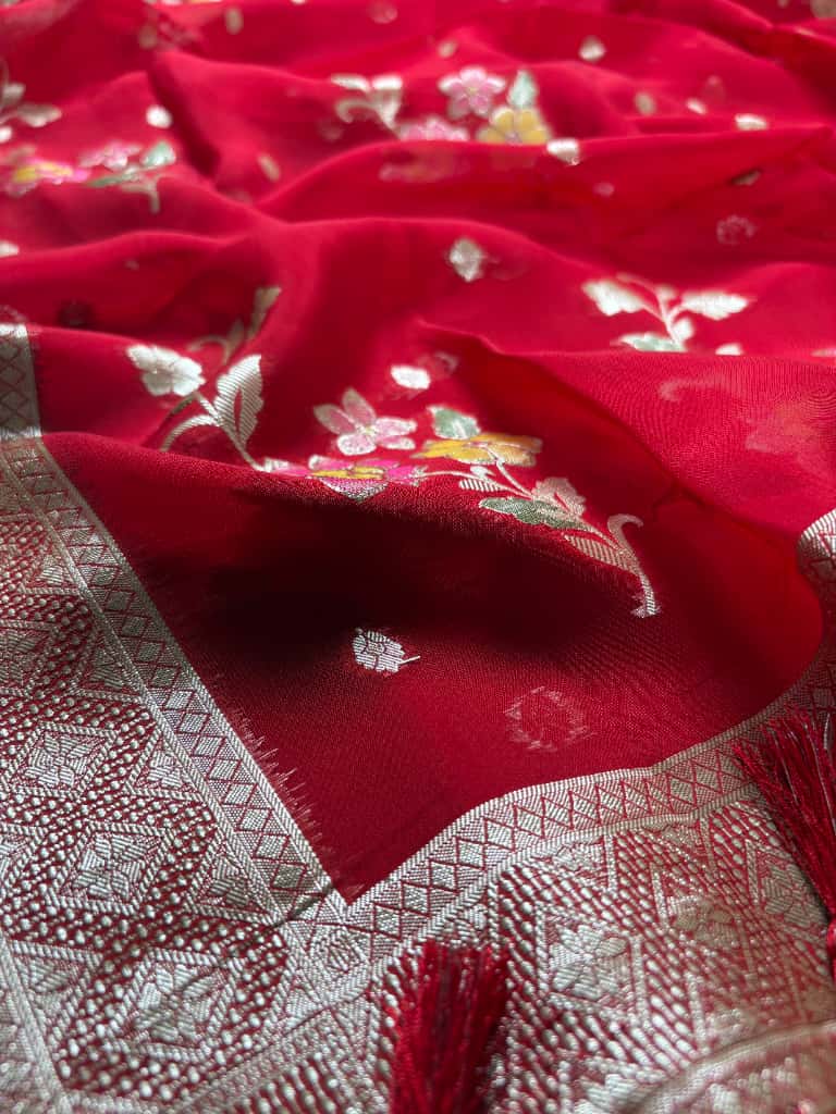 Red Banarasi Georgette Suit
