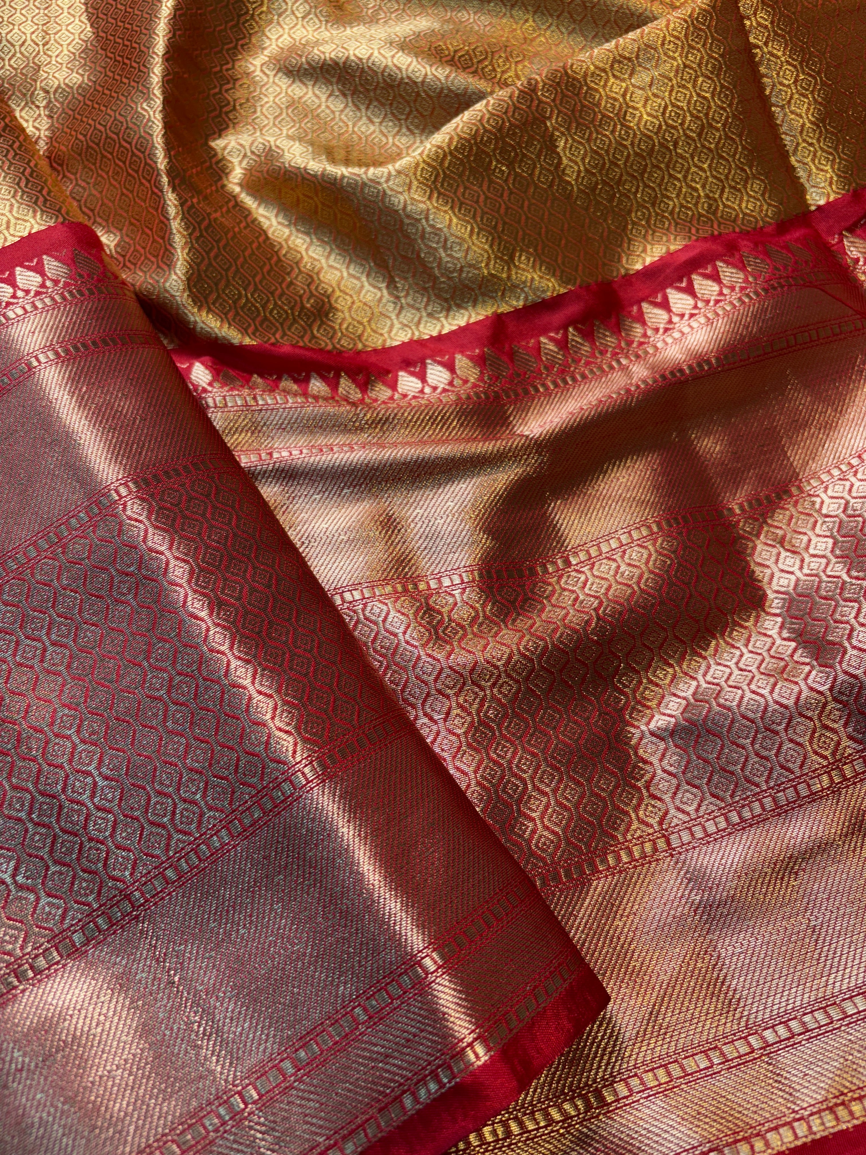 Contrast Banarasi Fancy Katan Tissue Alfi Saree