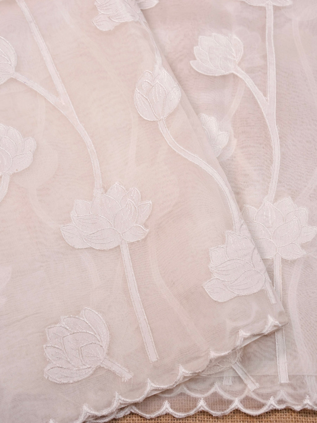 Handwoven White Banarasi Organza Silk Saree