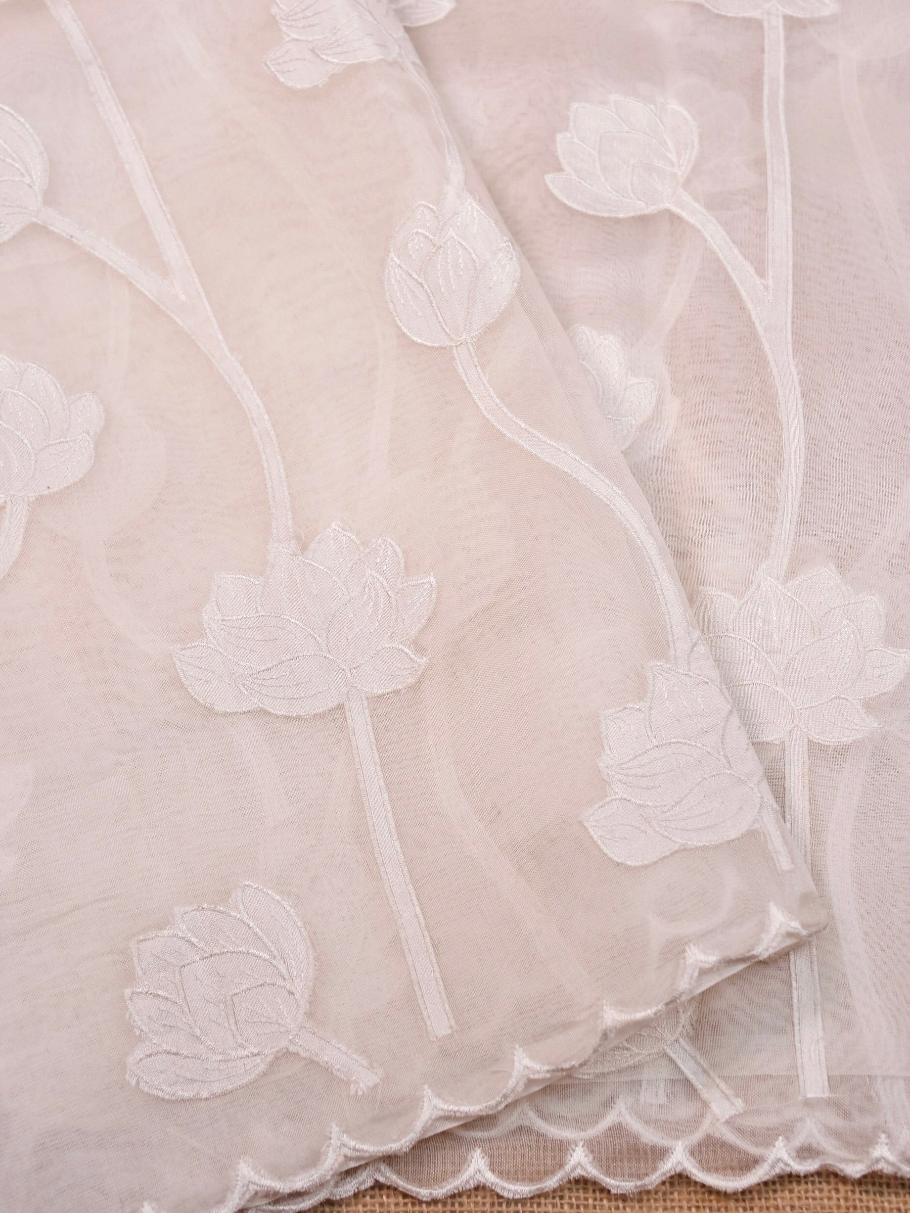 Handwoven White Banarasi Organza Silk Saree