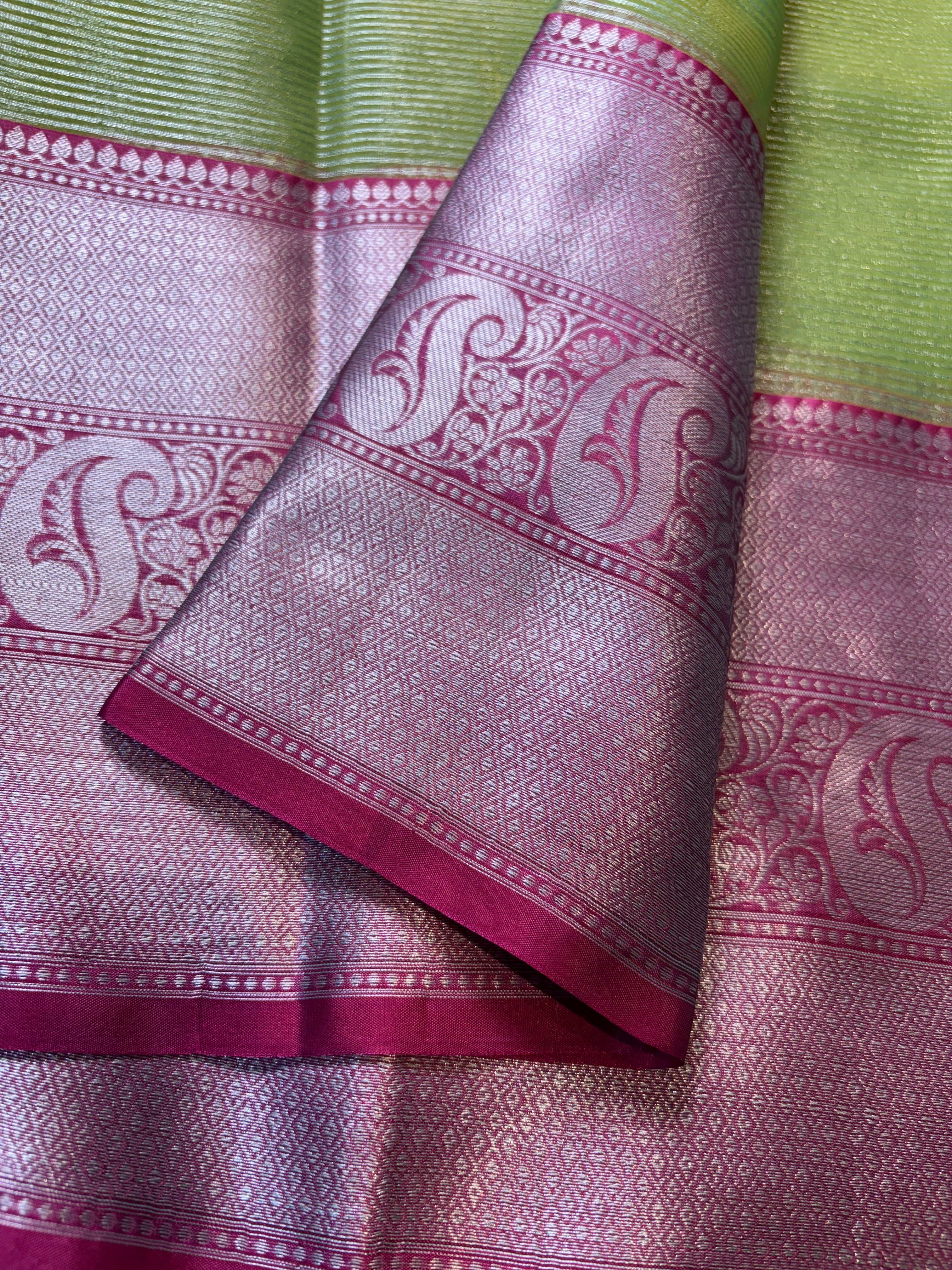 Green Banarasi Tissue Silk Saree