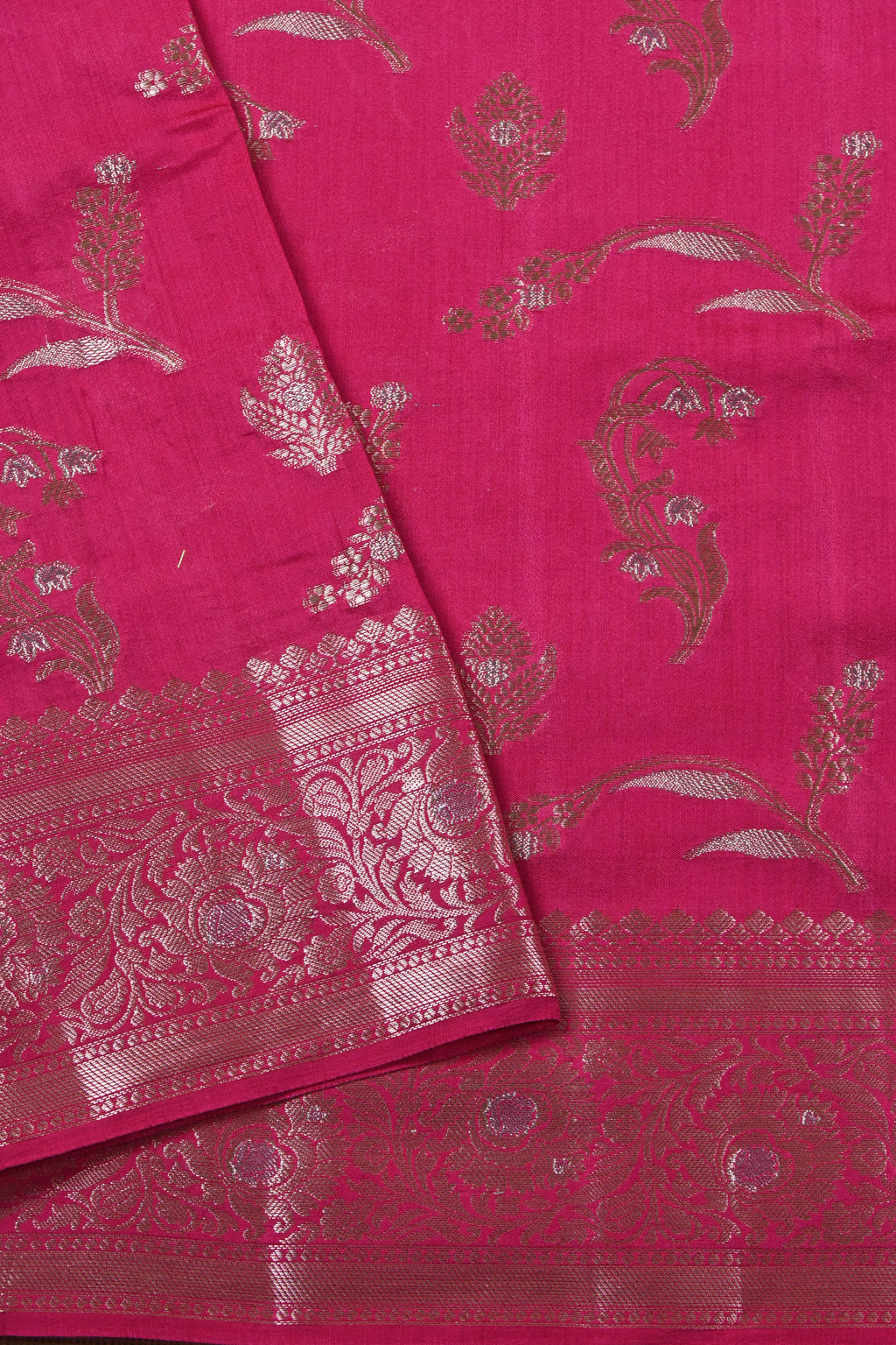 Hot Pink Pure Banarasi Moonga Silk Saree