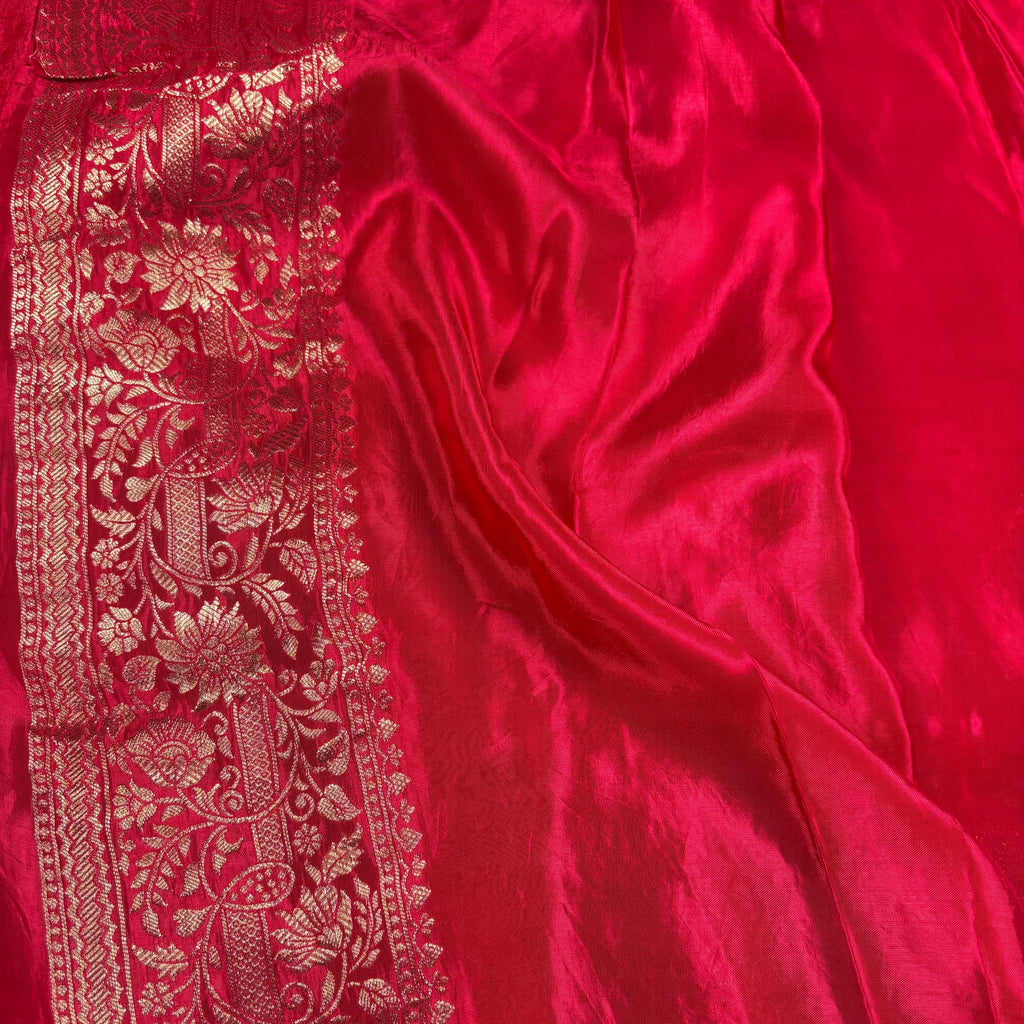 Hot Pink Banarasi Mashru Satin Silk Saree