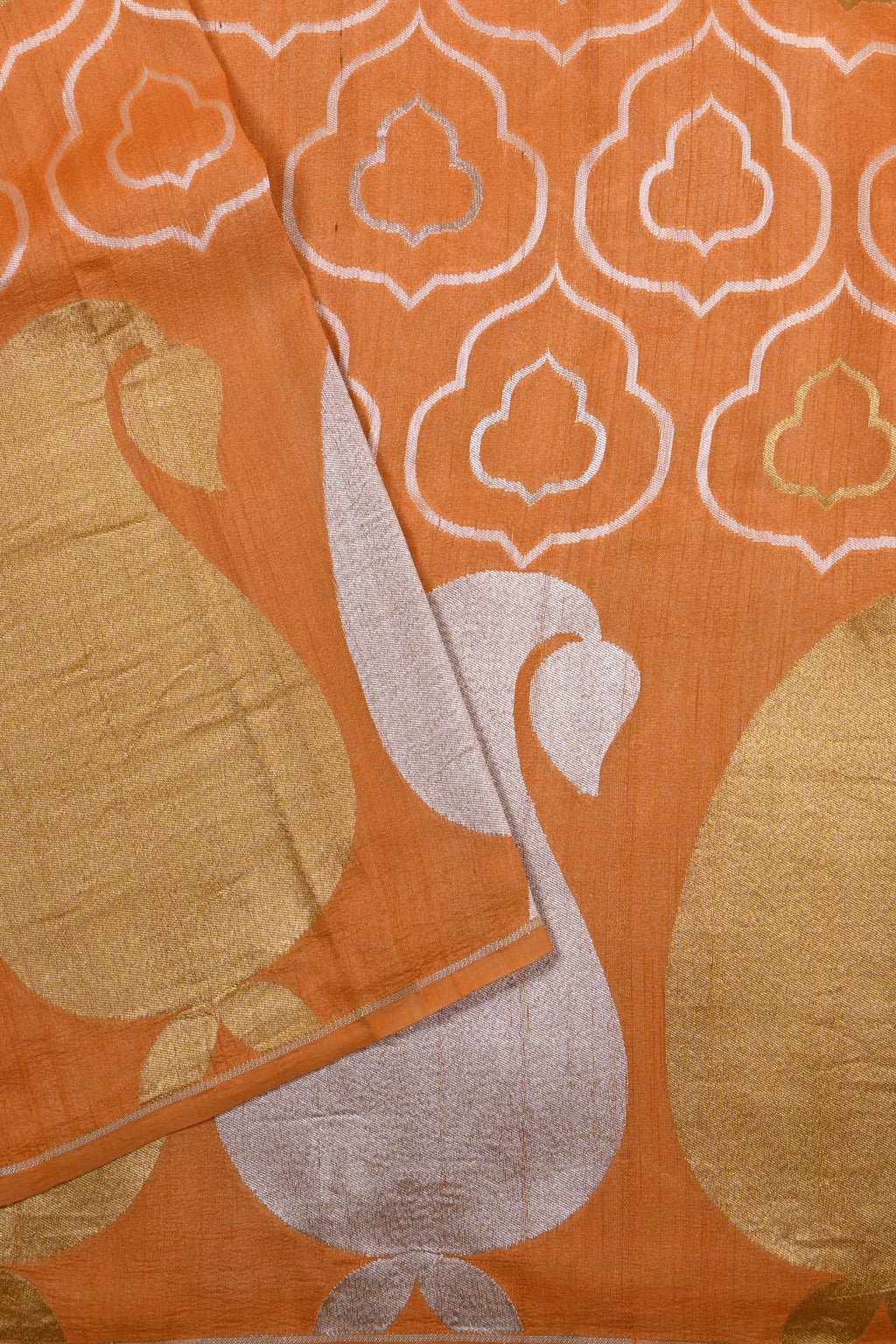 Burnt Orange Pure Banarasi Tussar Georgette Saree