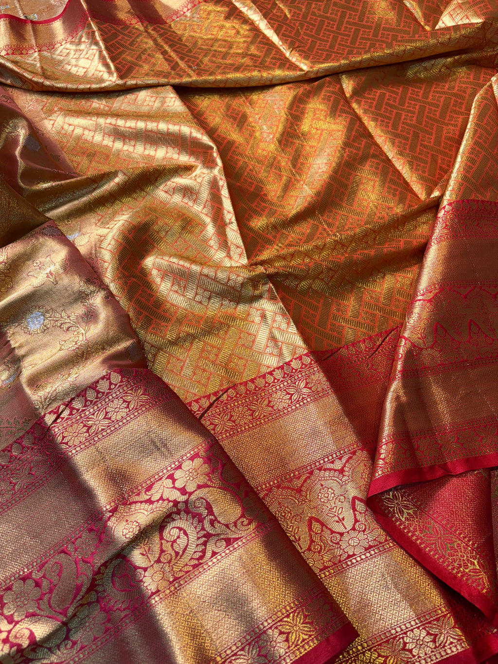 Bronze Banarasi Katan Tissue Alfi Silk Saree