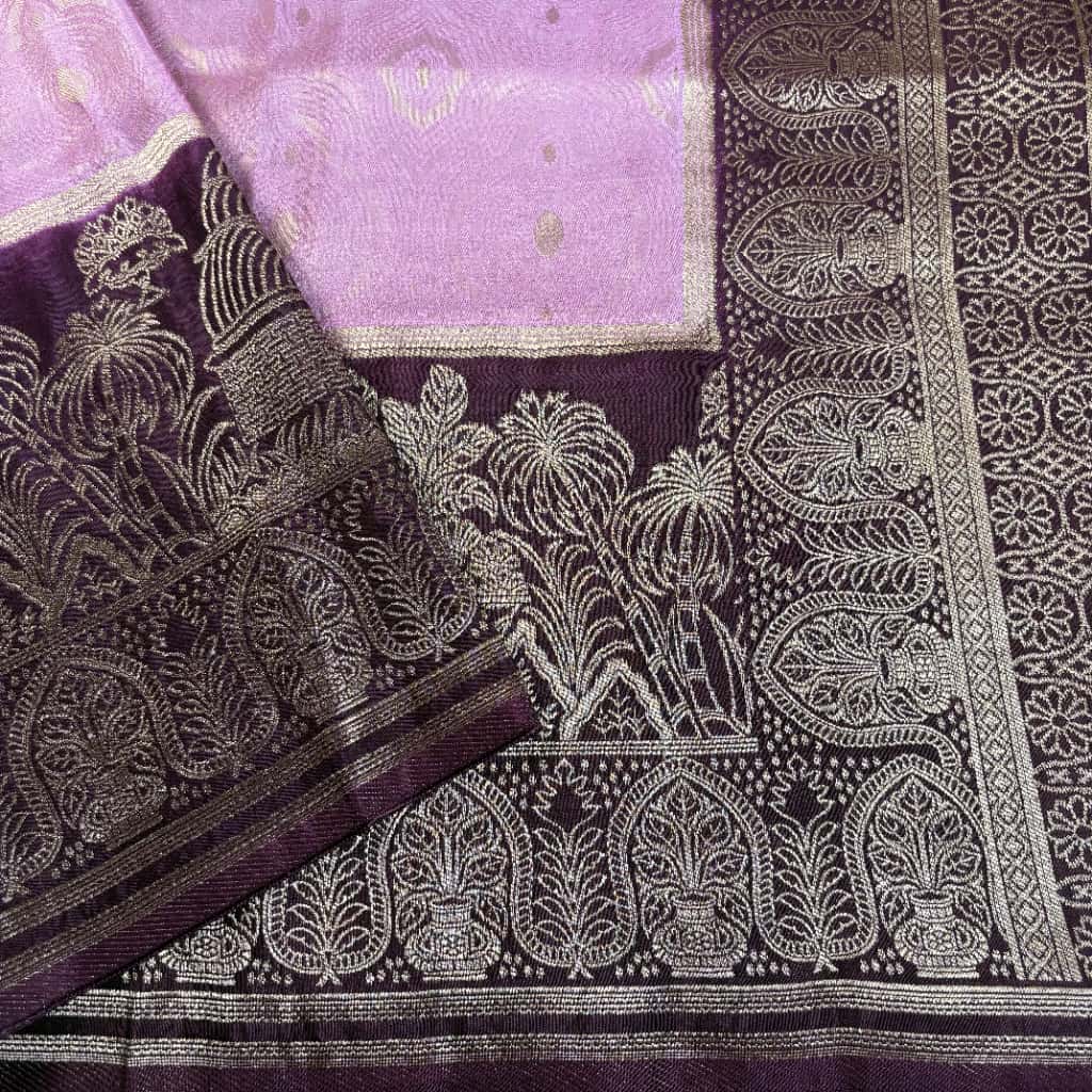 Lavender Banarasi Katan Silk Saree