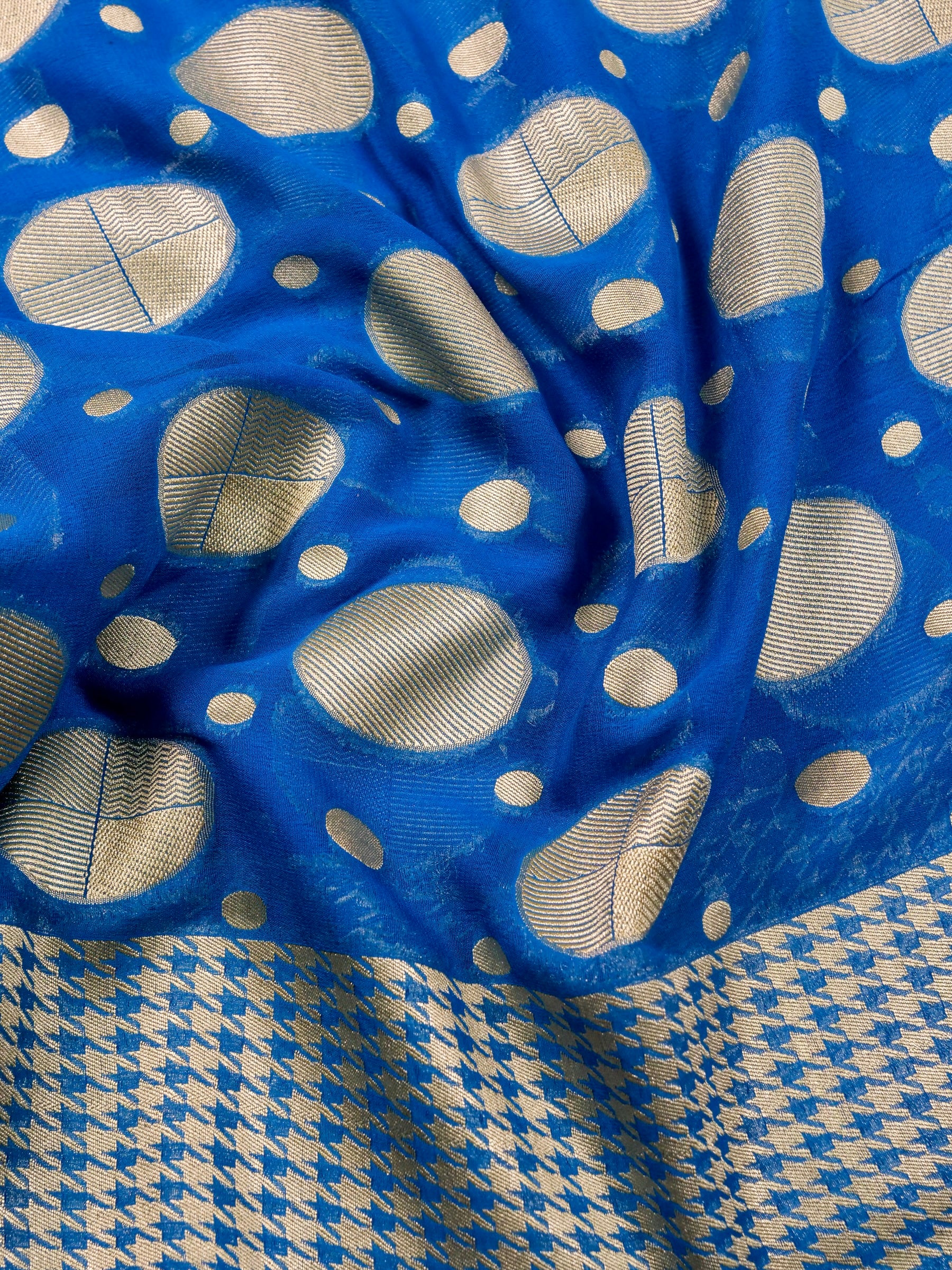 Handwoven Blue Banarasi Khaddi Silk Saree