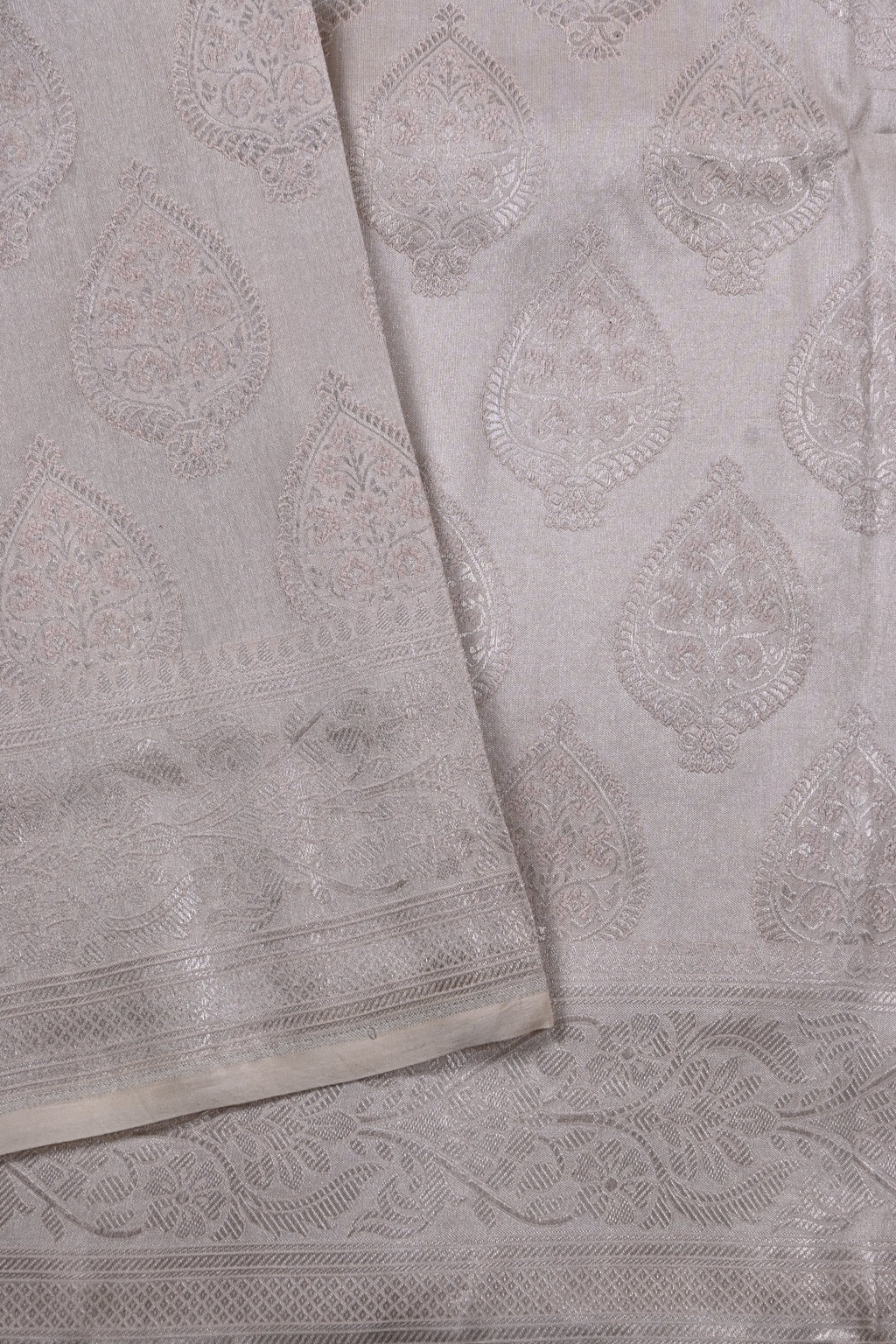 Light Beige Pure Banarasi Katan Tissue Silk Saree