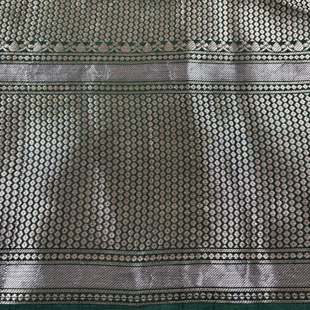 Bottle Green Banarasi Katan Chanderi Silk Saree