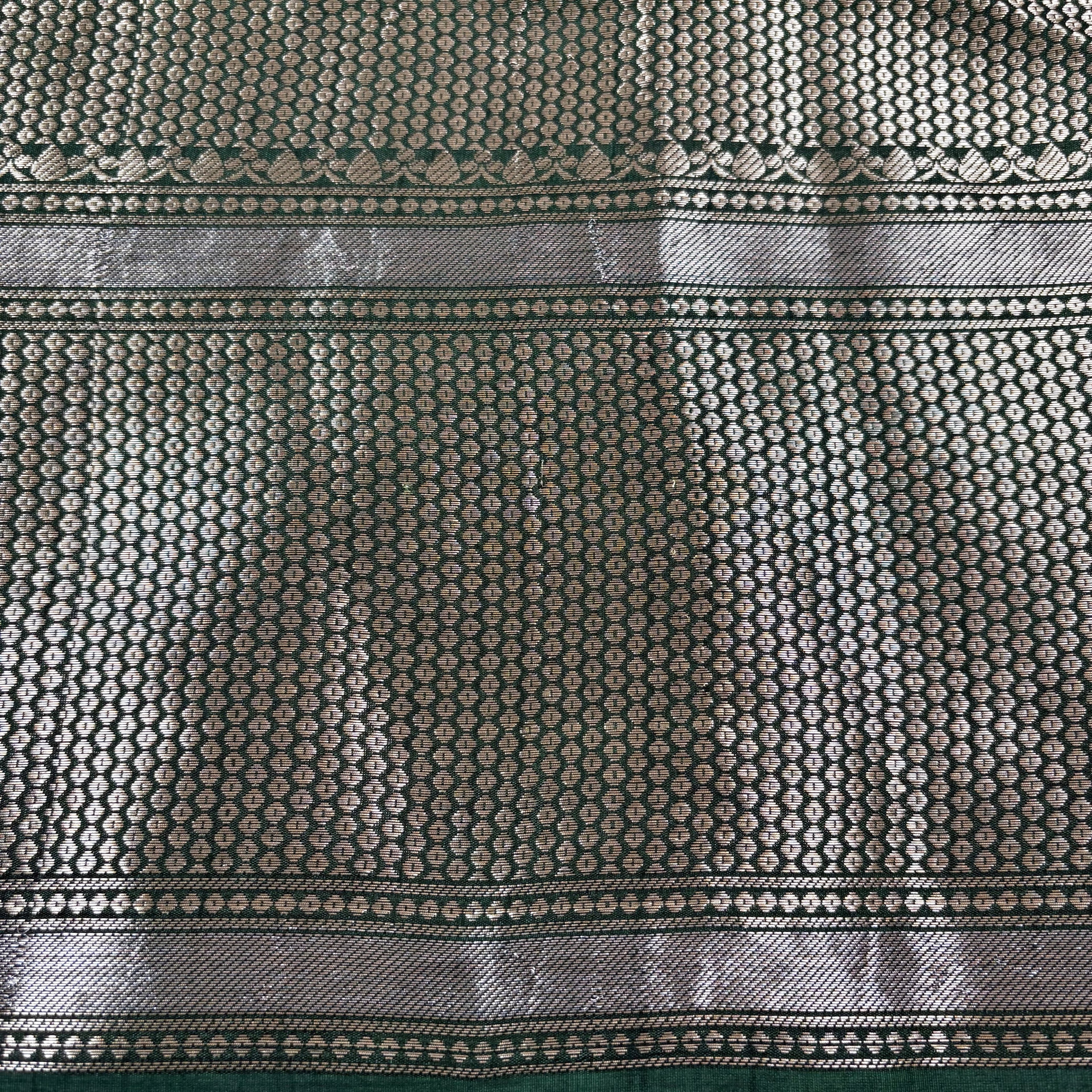 Bottle Green Banarasi Katan Chanderi Silk Saree